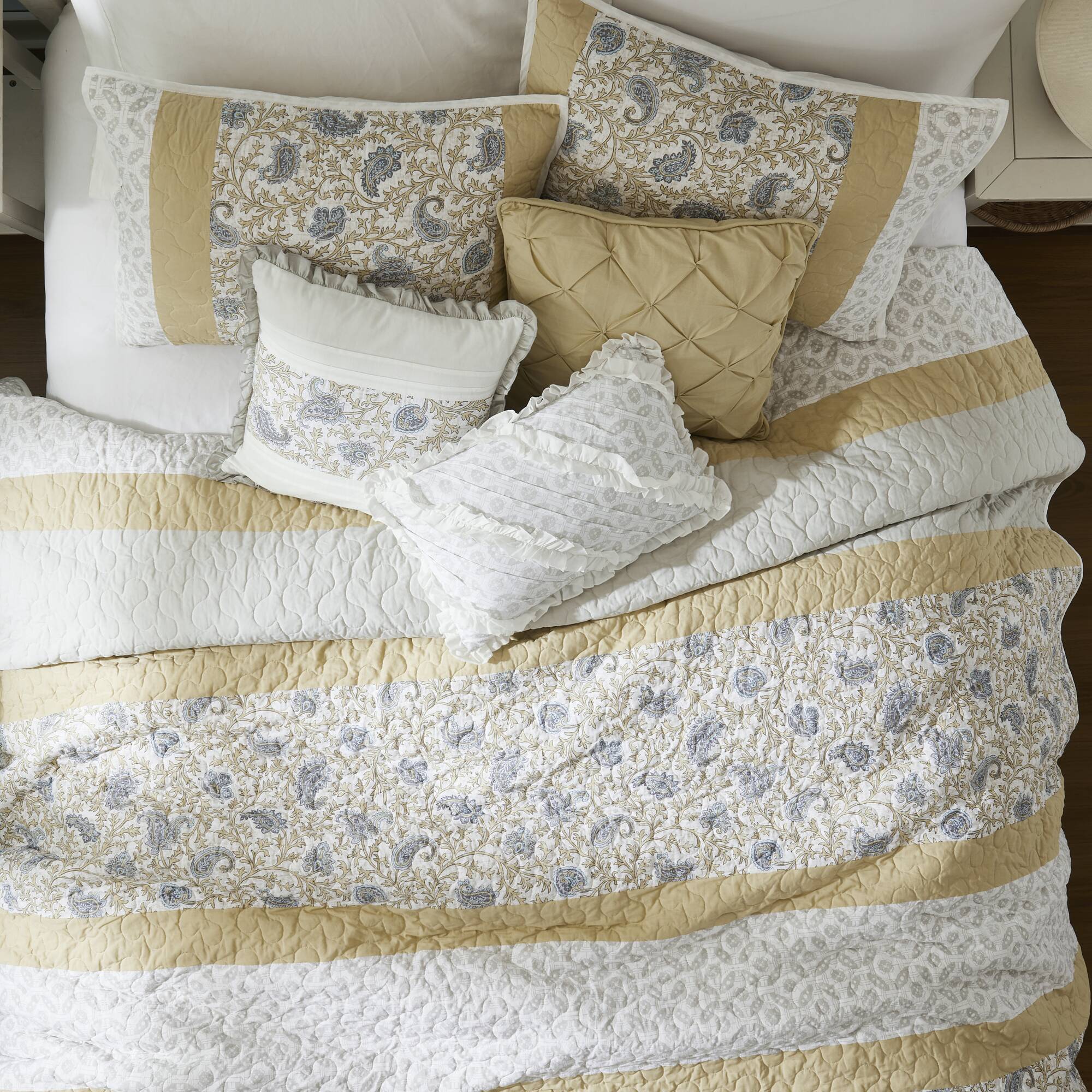 6 Piece Cotton Percale Quilt Set with Throw Pillows - Image 19