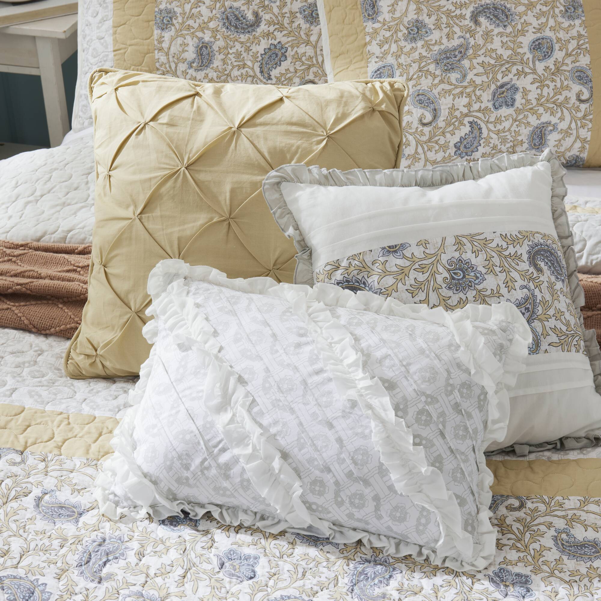 6 Piece Cotton Percale Quilt Set with Throw Pillows - Image 20