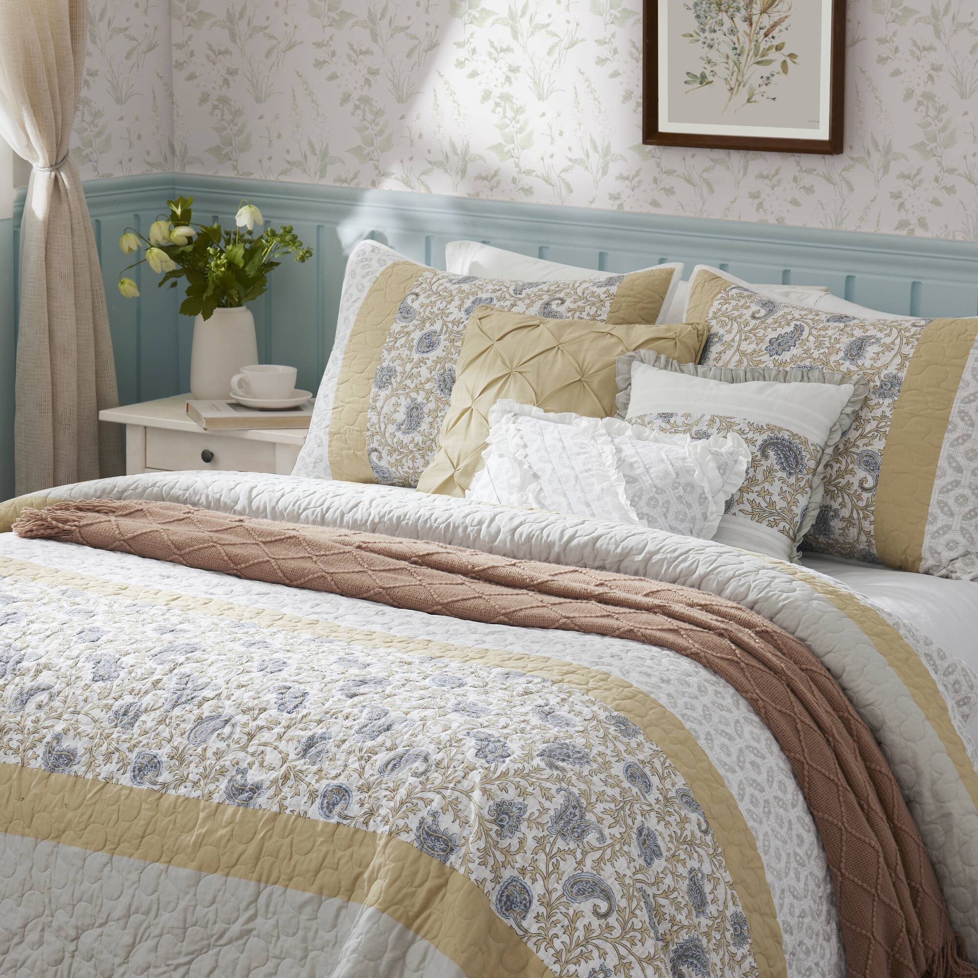 6 Piece Cotton Percale Quilt Set with Throw Pillows - Image 21