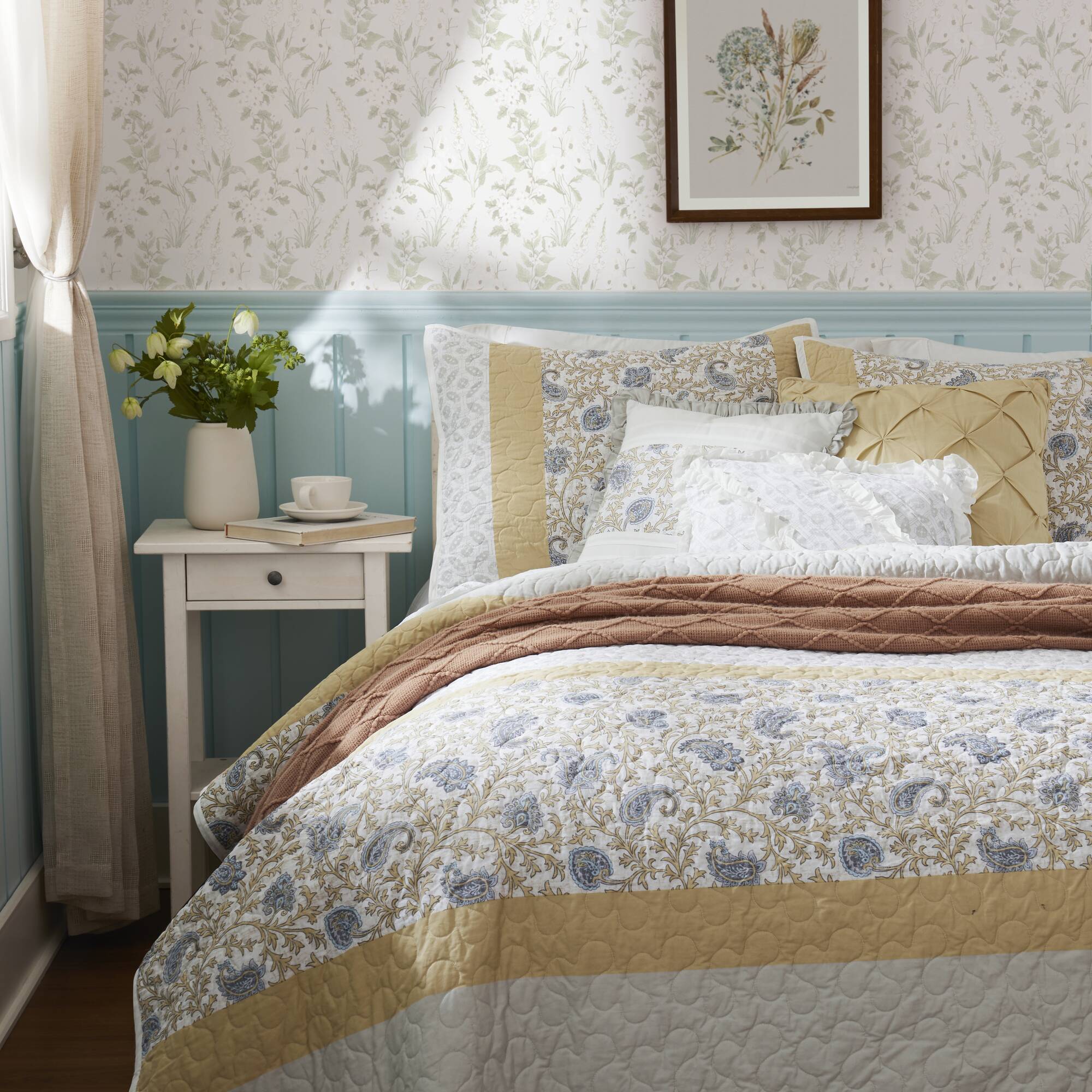 6 Piece Cotton Percale Quilt Set with Throw Pillows - Image 23