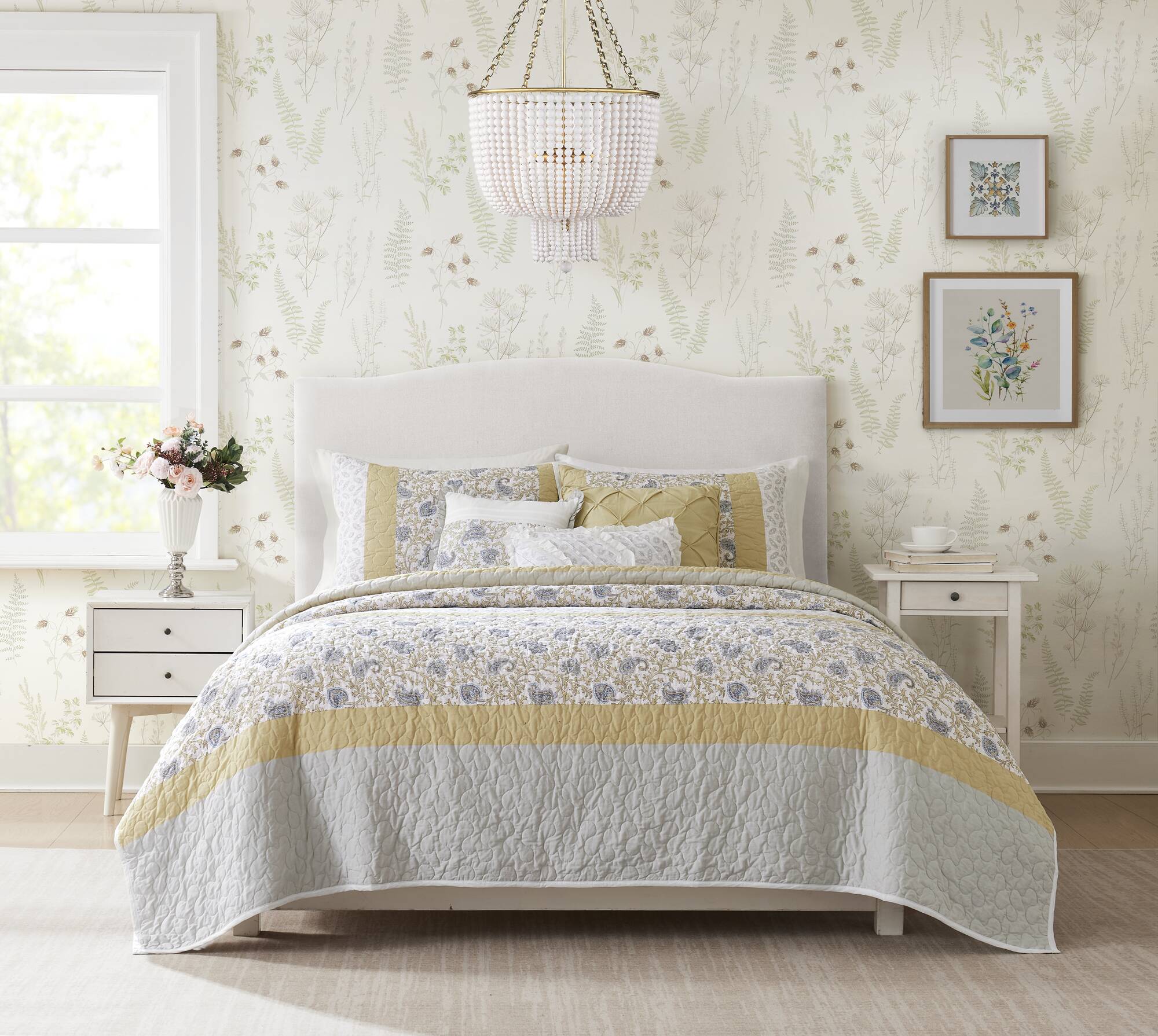 6 Piece Cotton Percale Quilt Set with Throw Pillows - Image 5