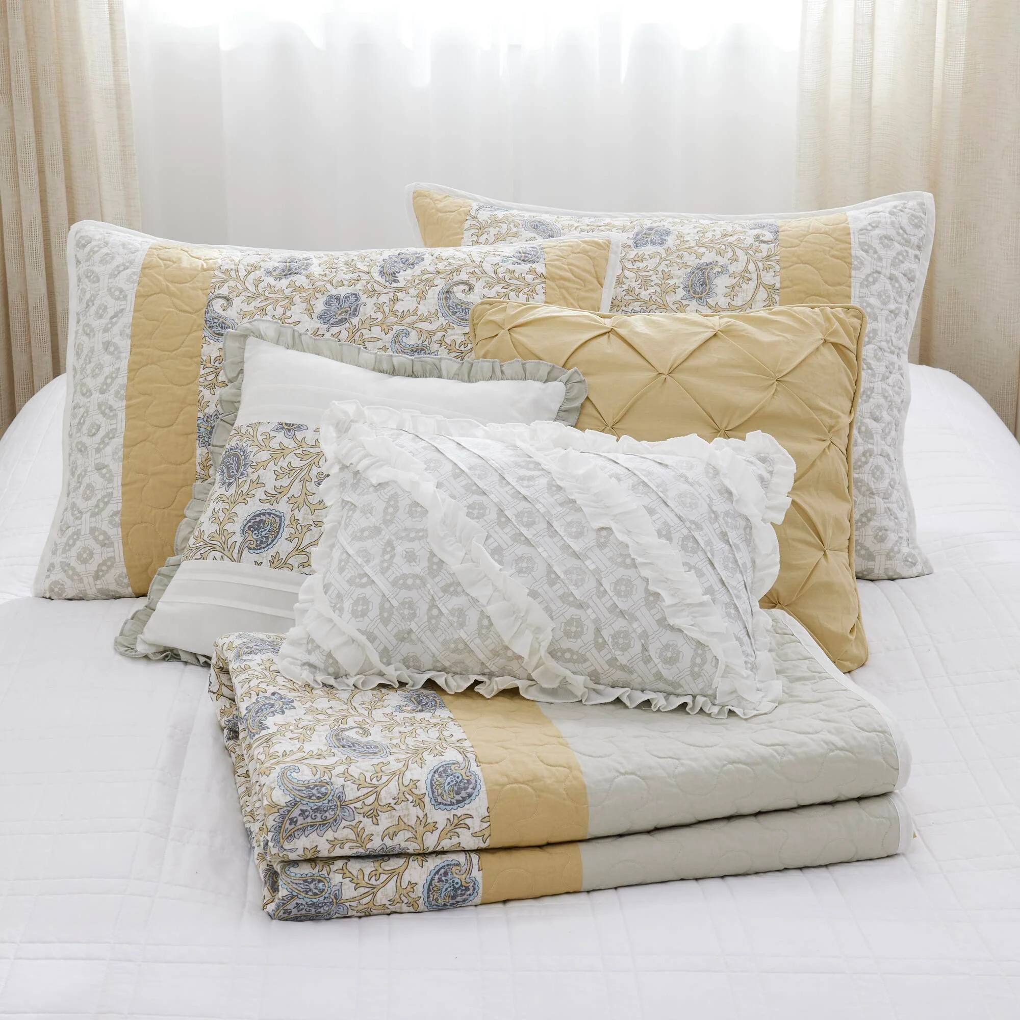 6 Piece Cotton Percale Quilt Set with Throw Pillows - Image 7