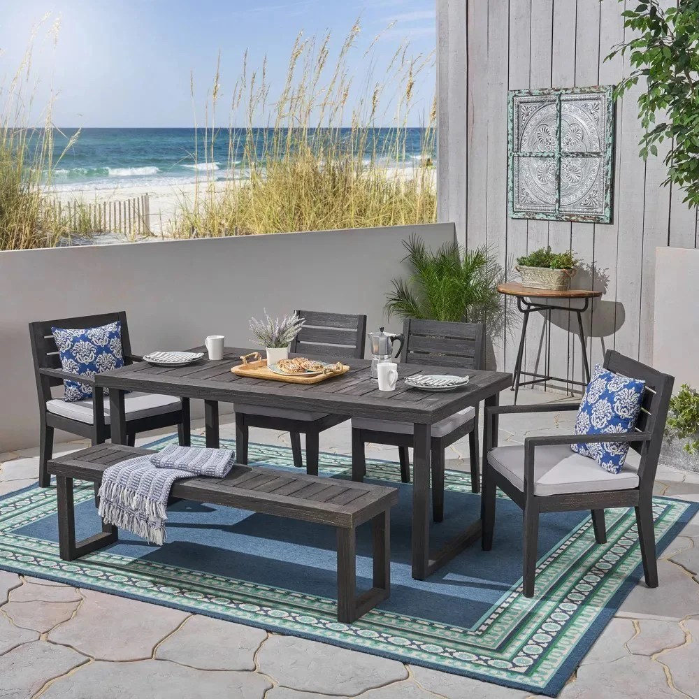 6-Seat Acacia Wood Outdoor Dining Set - Image 2