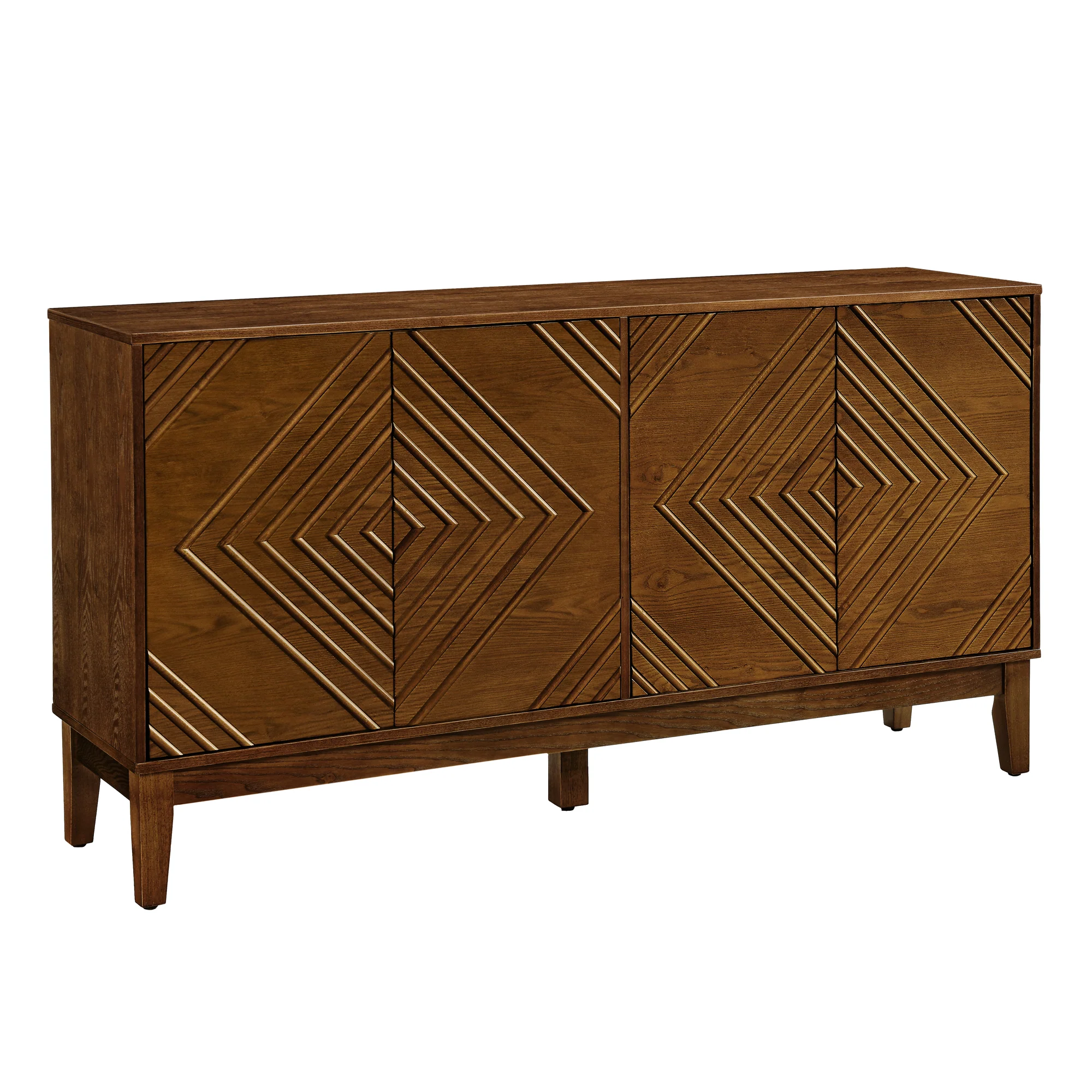 Diamond Fluted Sideboard Storage Cabinet with Adjustable Shelves - Image 10