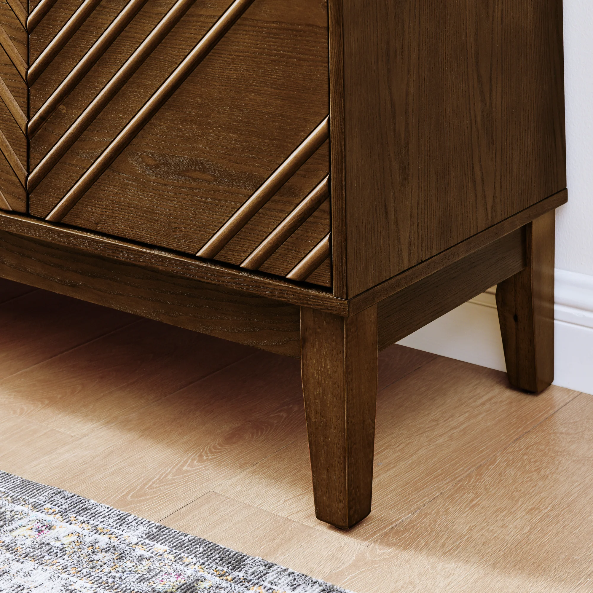 Diamond Fluted Sideboard Storage Cabinet with Adjustable Shelves - Image 8