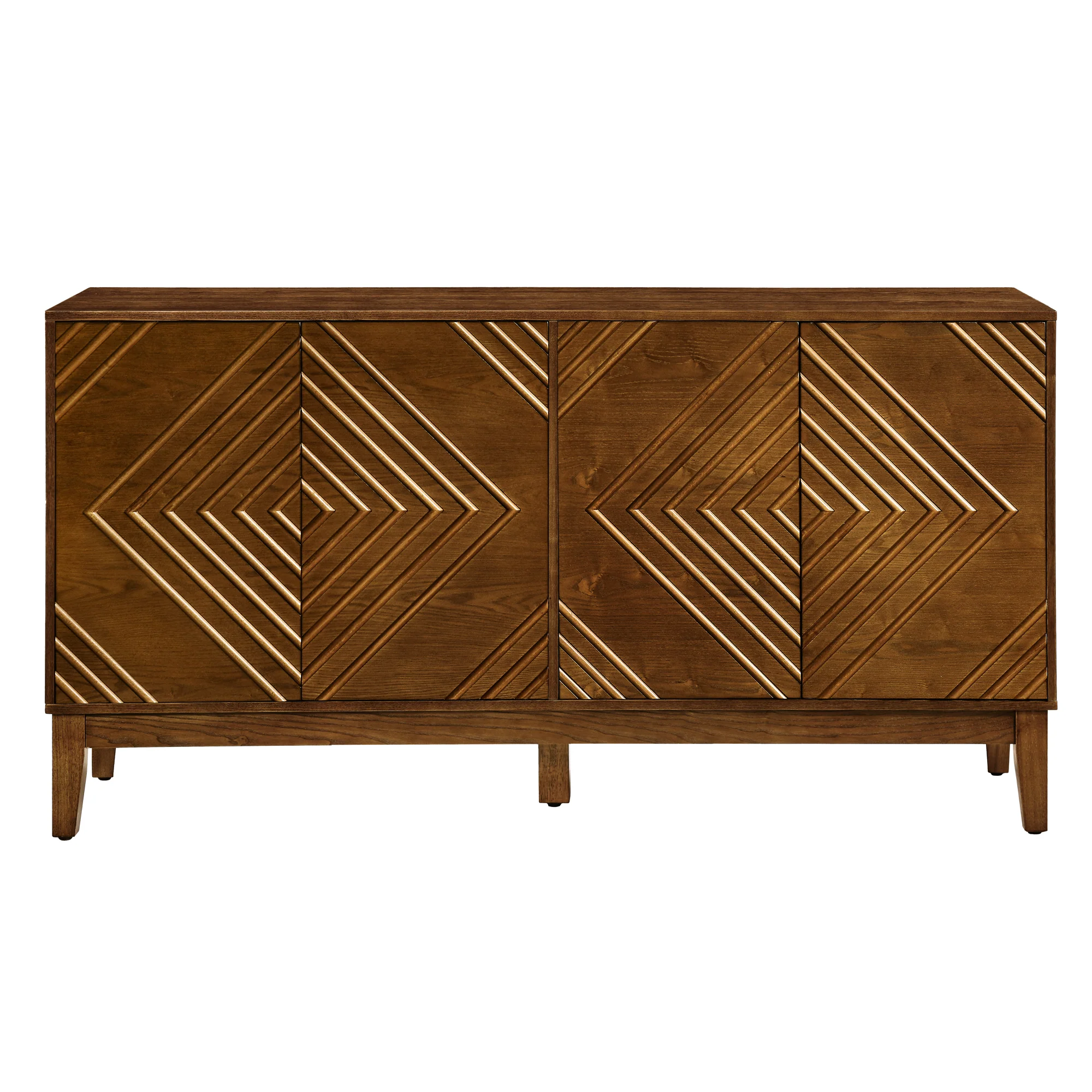Diamond Fluted Sideboard Storage Cabinet with Adjustable Shelves - Image 9