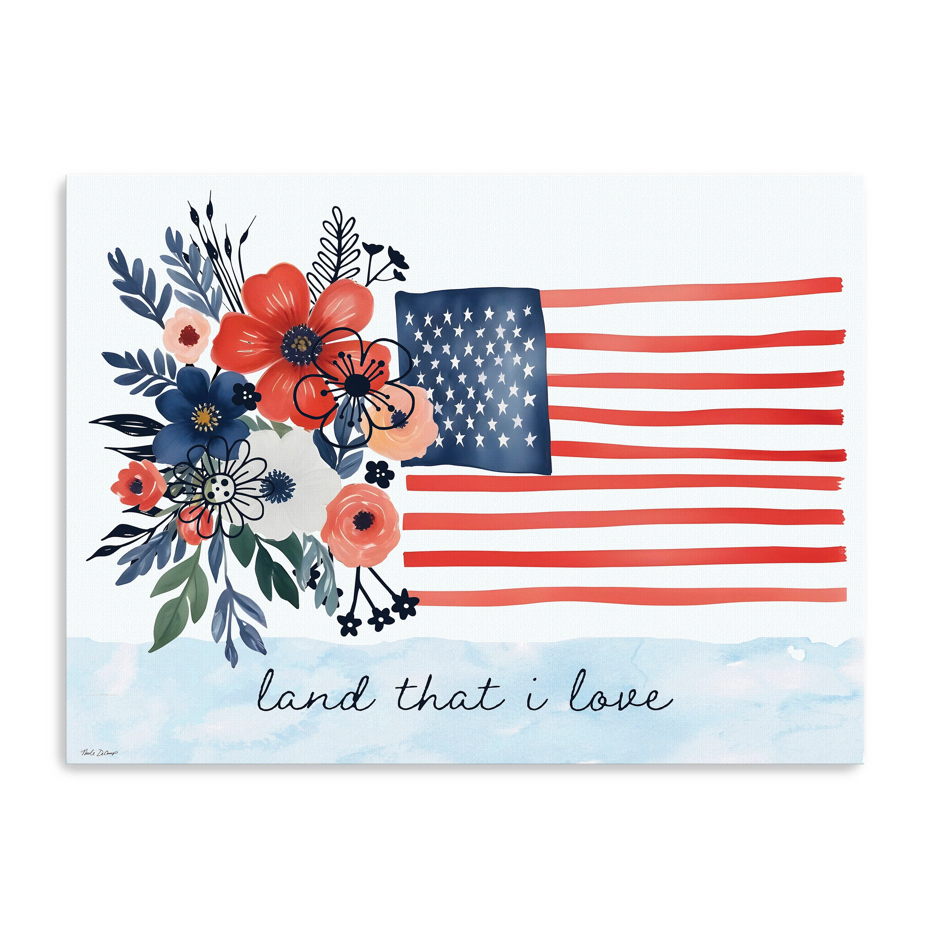 Floral American Flag Canvas Giclee - Image 10