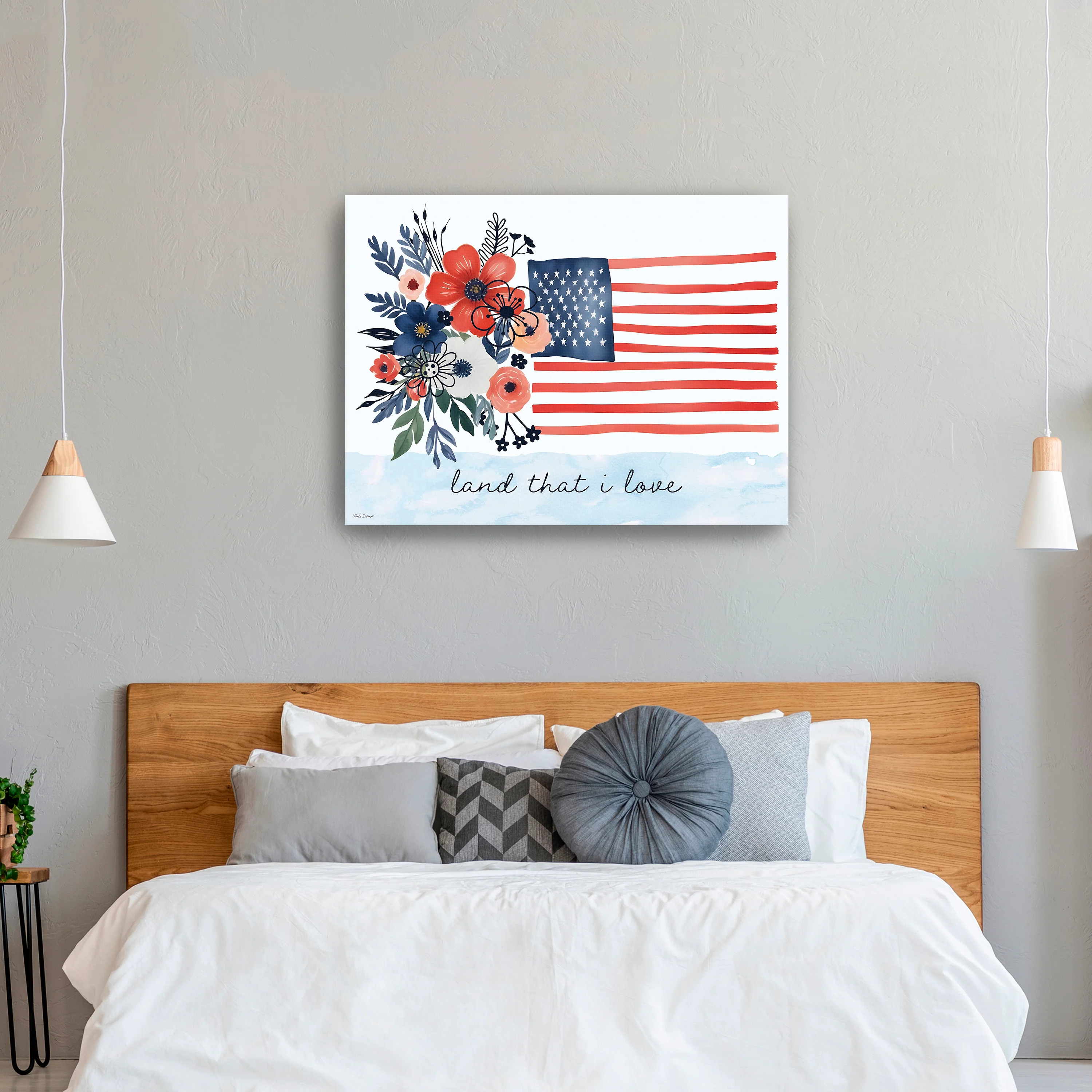 Floral American Flag Canvas Giclee - Image 11
