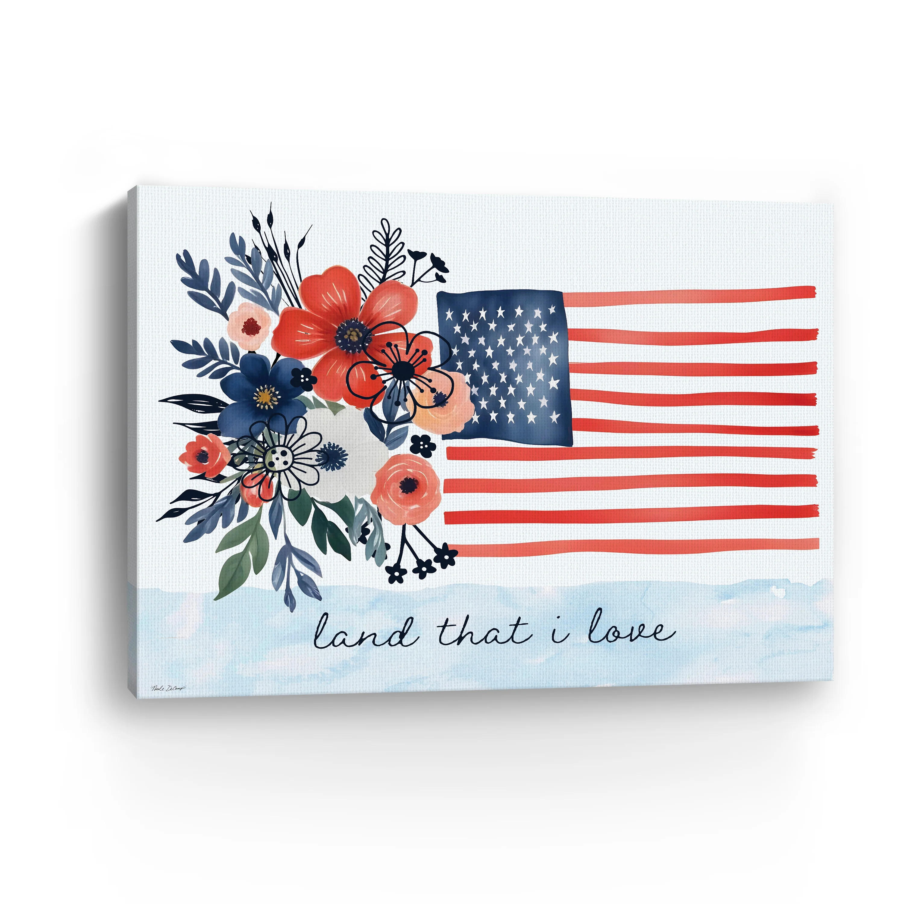 Floral American Flag Canvas Giclee - Image 12