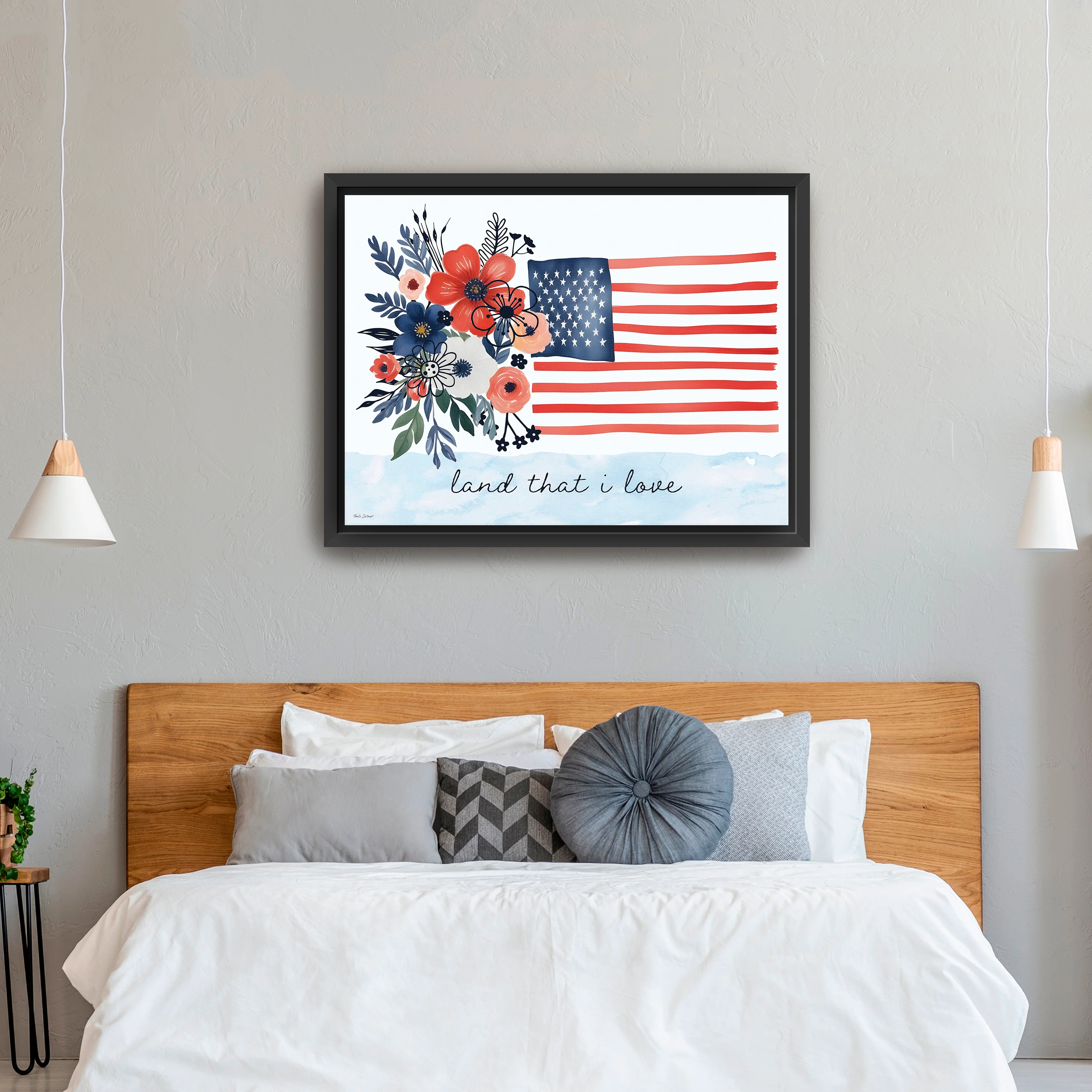 Floral American Flag Canvas Giclee - Image 2