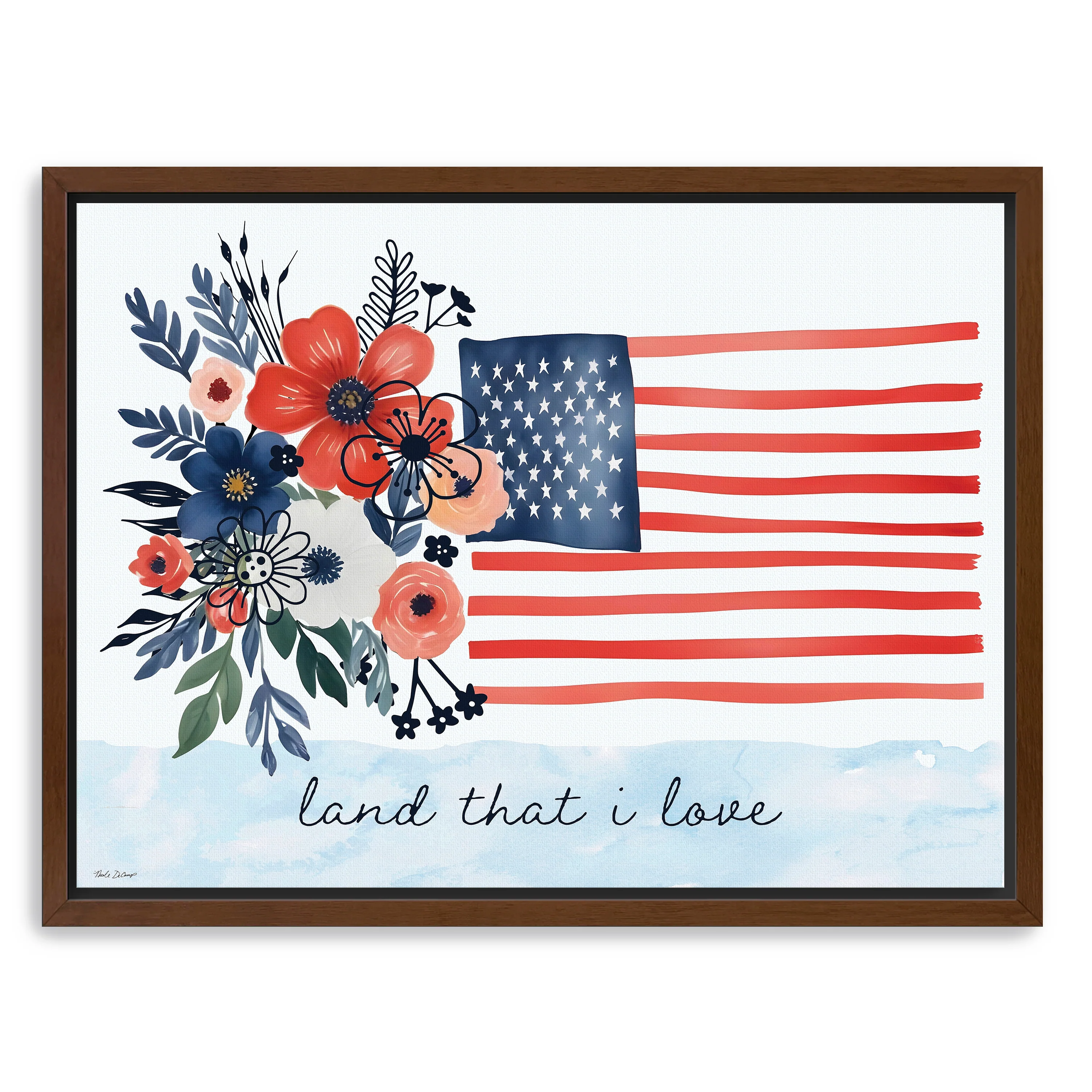 Floral American Flag Canvas Giclee - Image 4