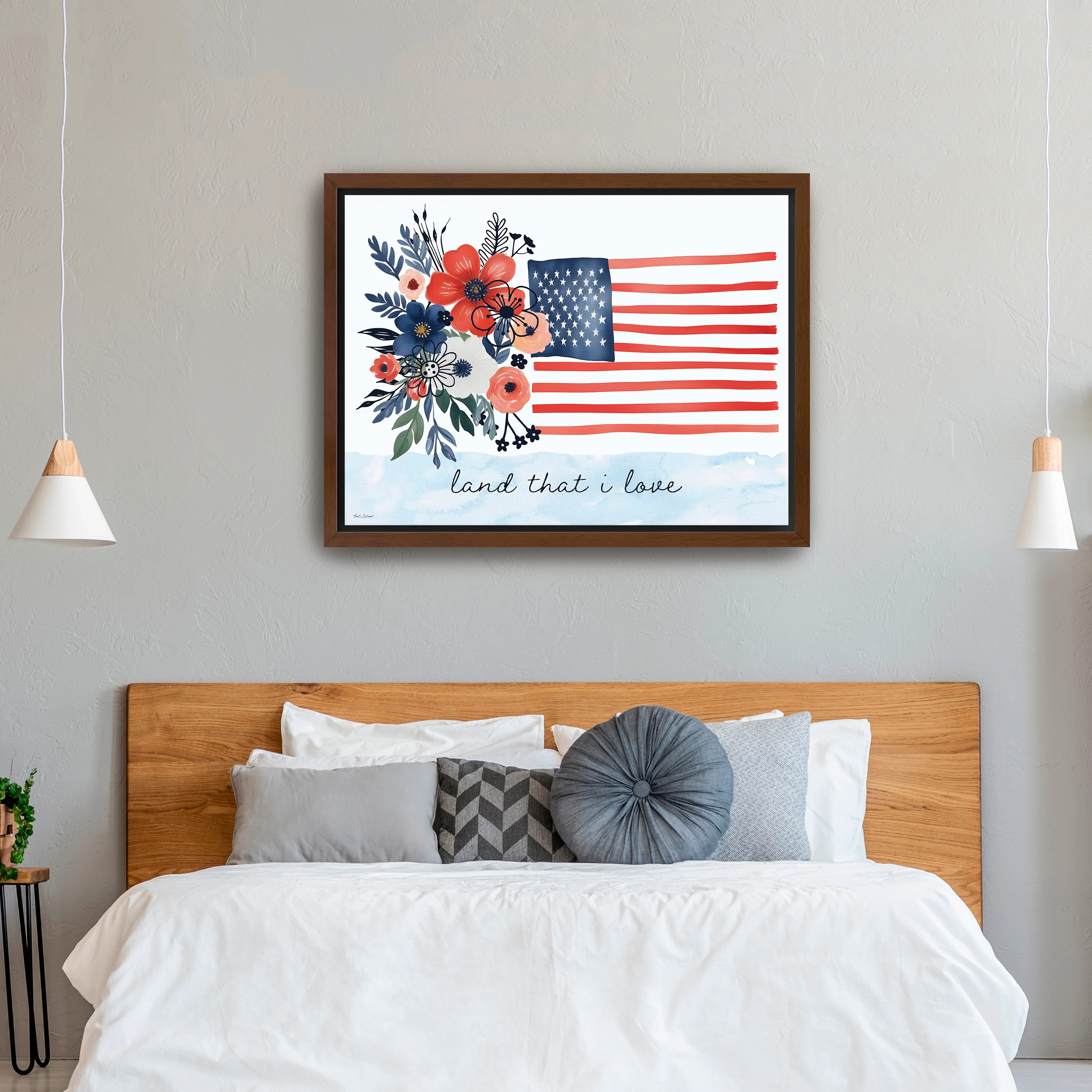 Floral American Flag Canvas Giclee - Image 5