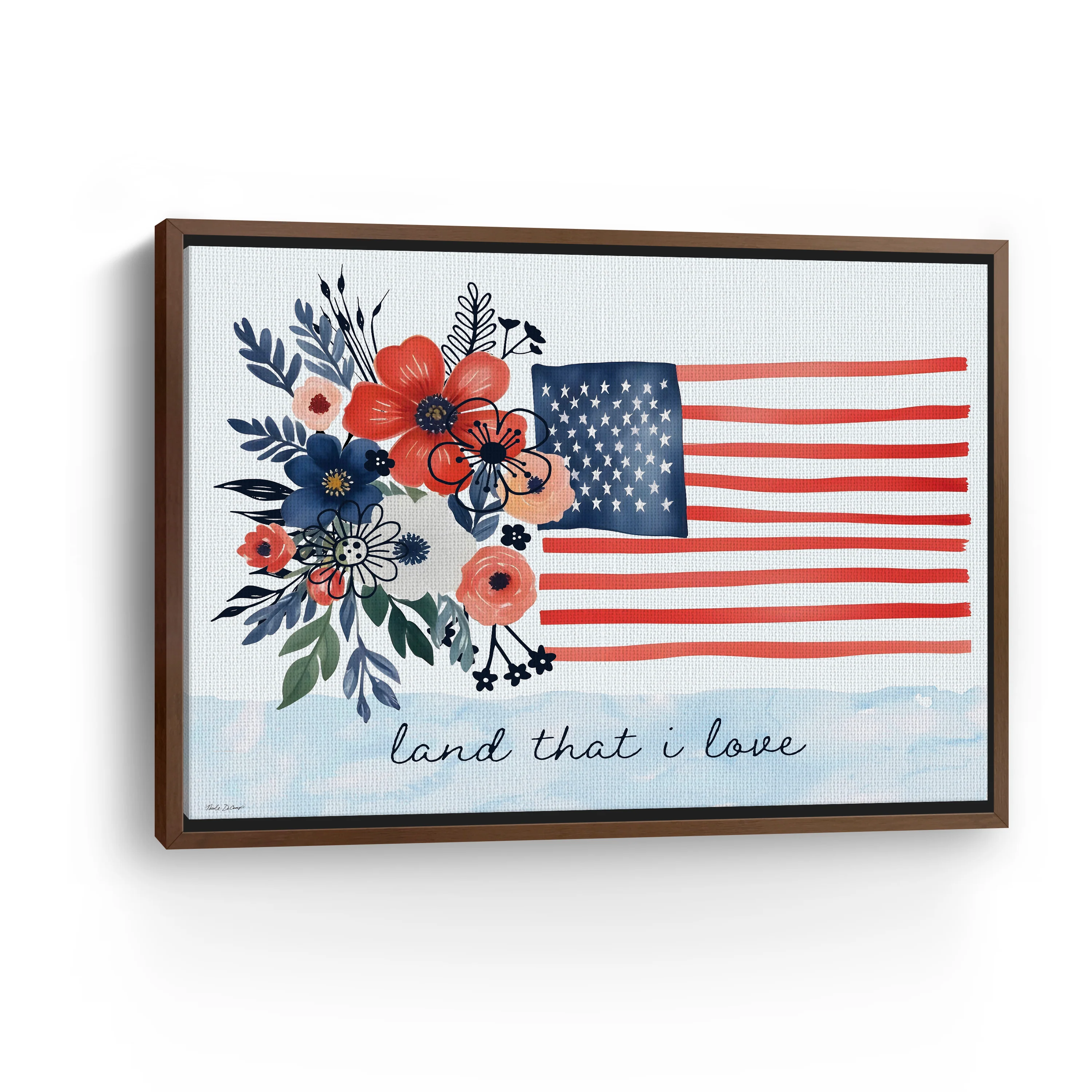 Floral American Flag Canvas Giclee - Image 6