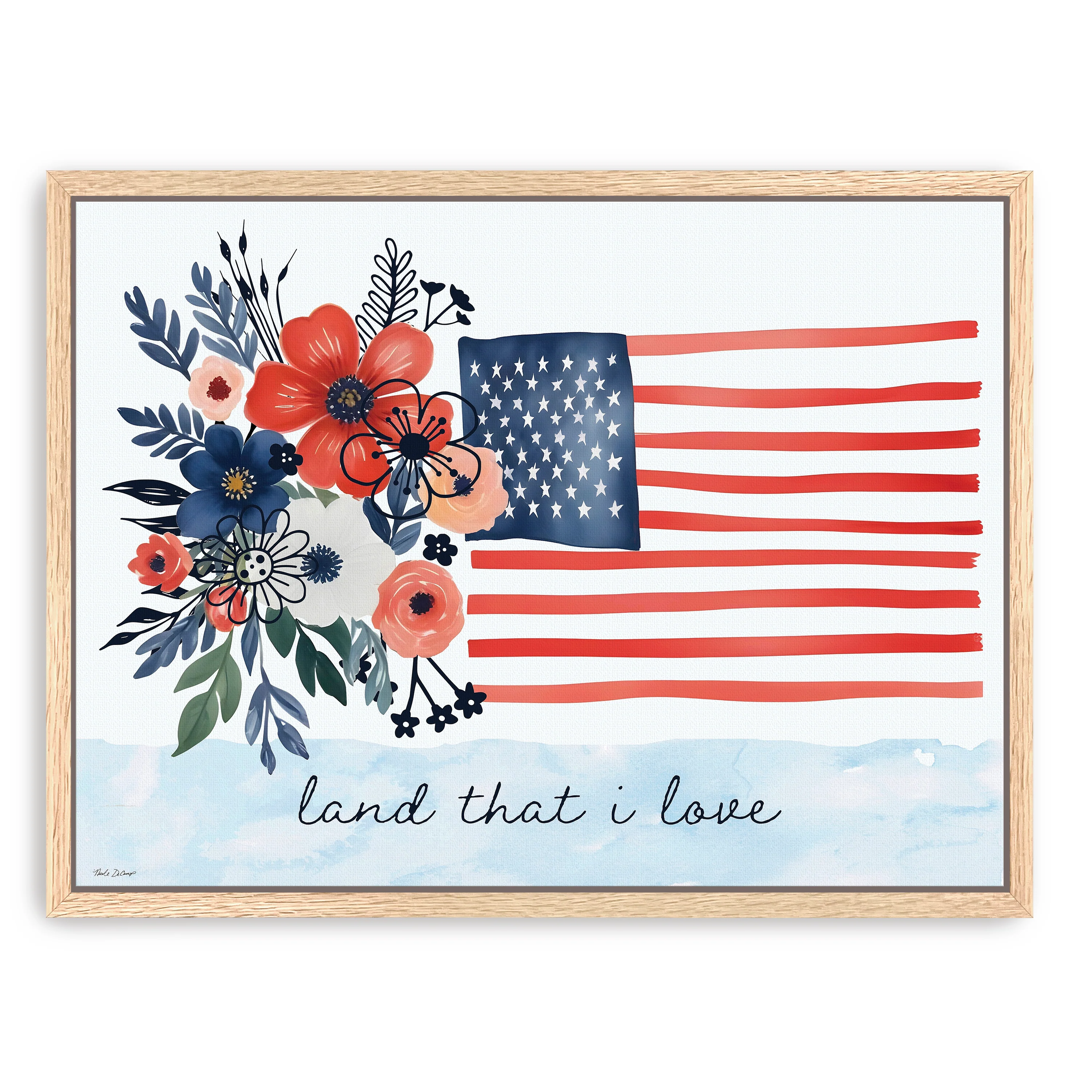 Floral American Flag Canvas Giclee - Image 7