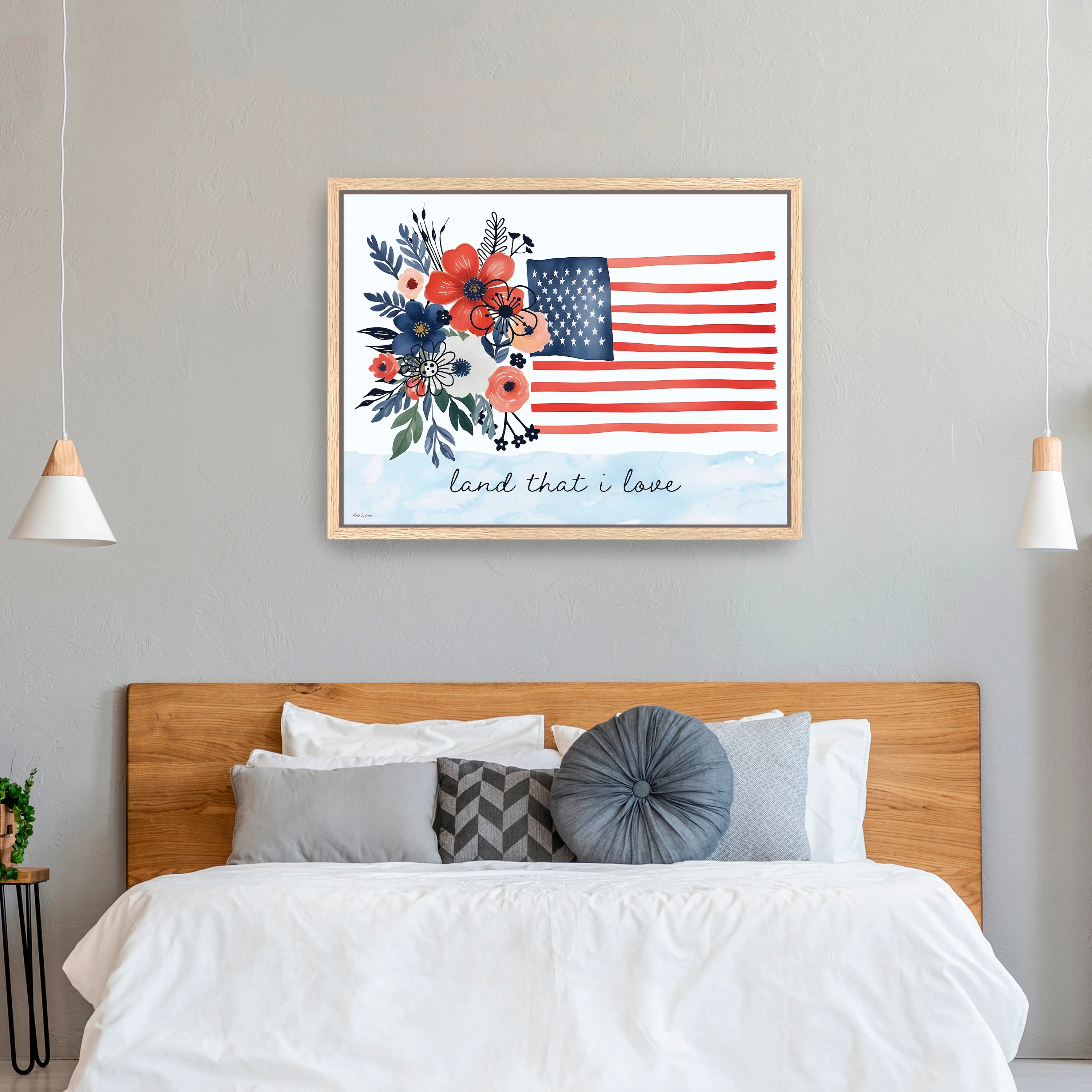 Floral American Flag Canvas Giclee - Image 8