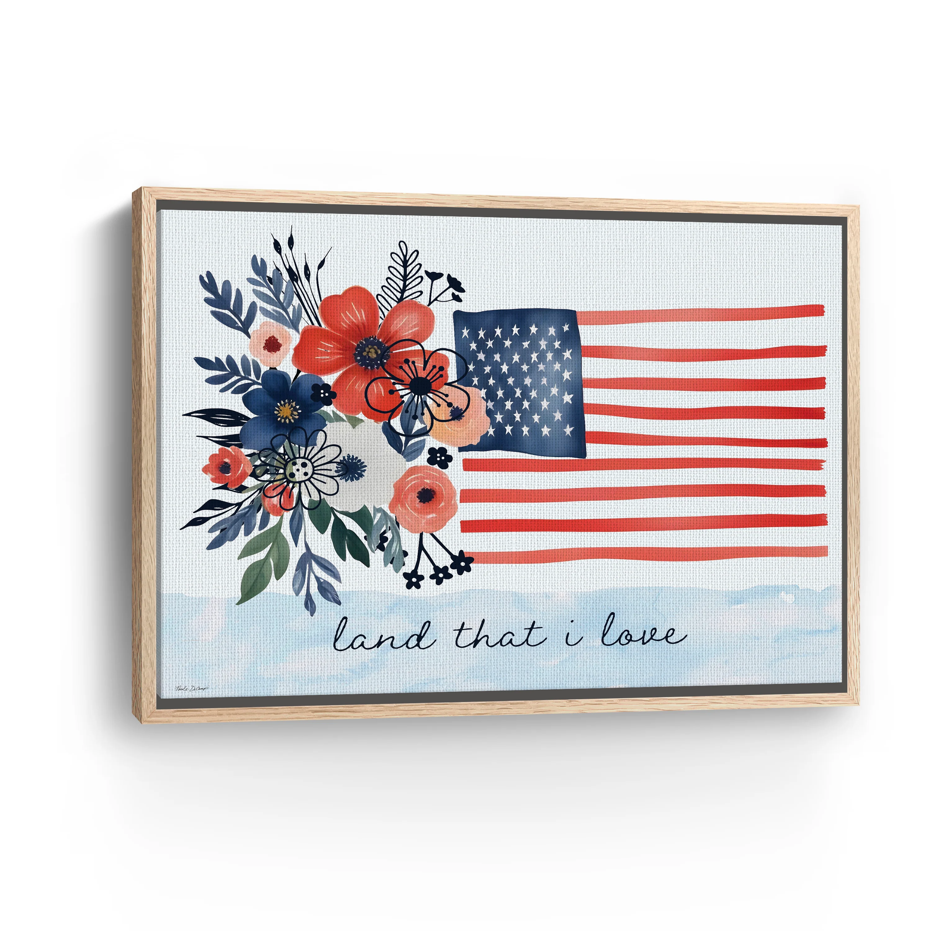 Floral American Flag Canvas Giclee - Image 9