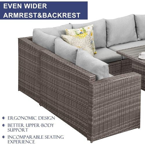 7-Pieces Outdoor Dining Sectional Sofa Set - Image 6