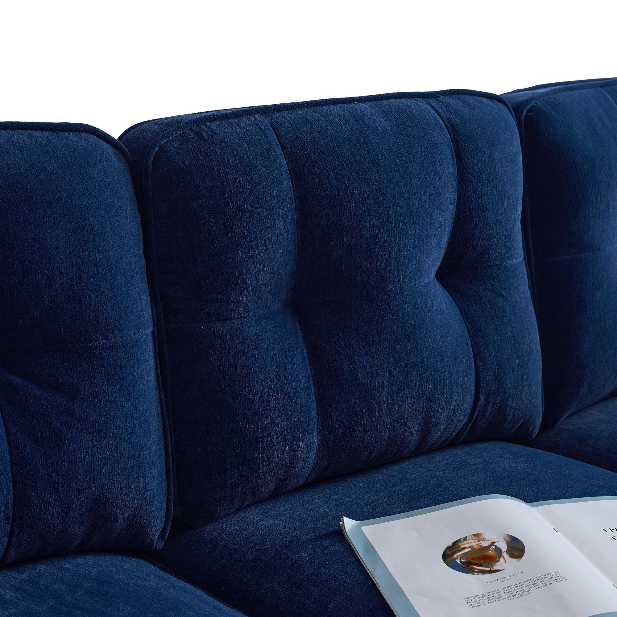 Modern Tufted Velvet L-Shape Sofa - Image 15
