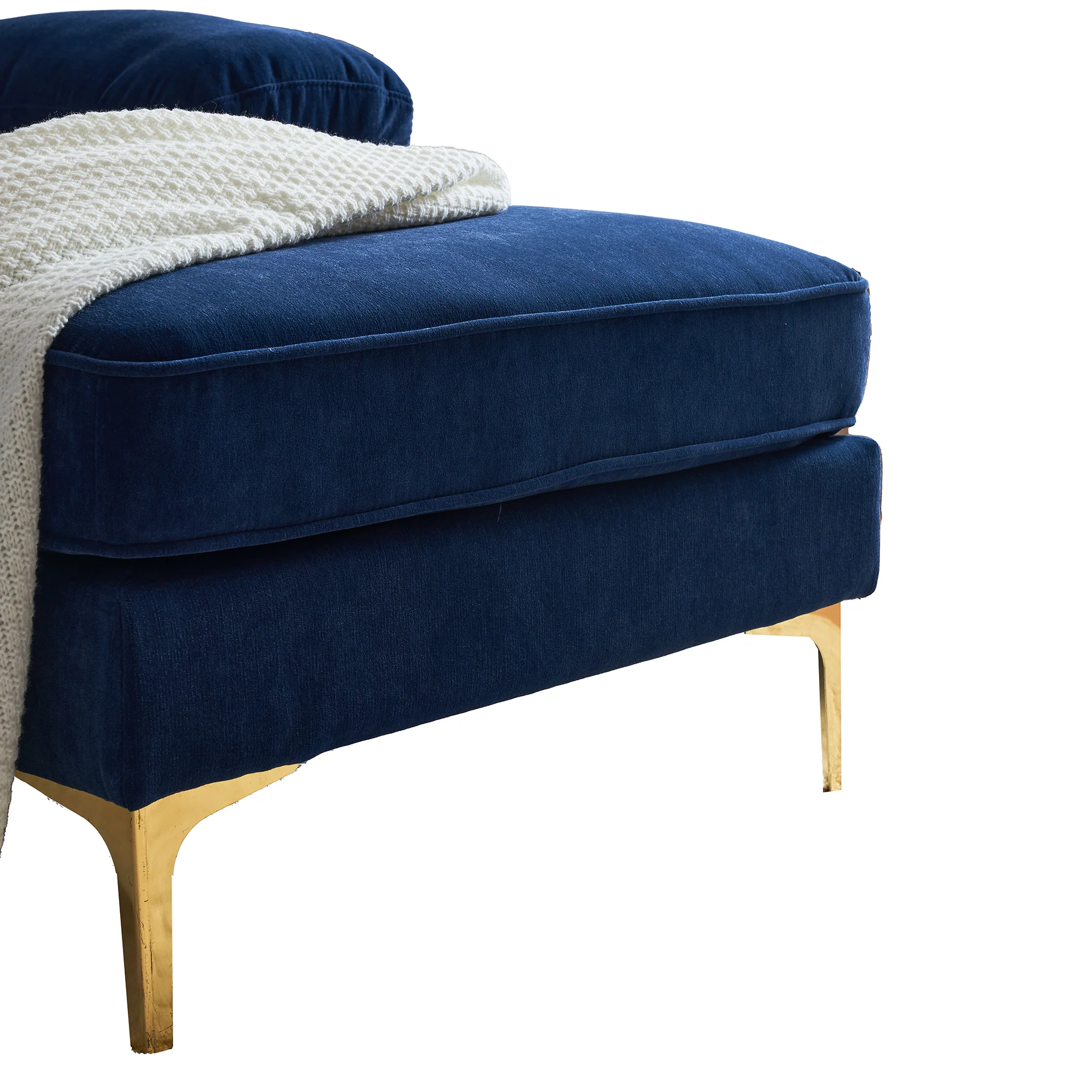Modern Tufted Velvet L-Shape Sofa - Image 16
