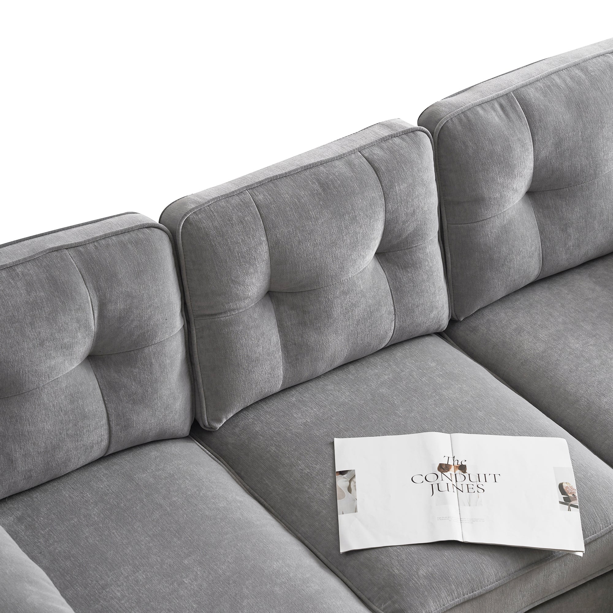 Modern Tufted Velvet L-Shape Sofa - Image 50