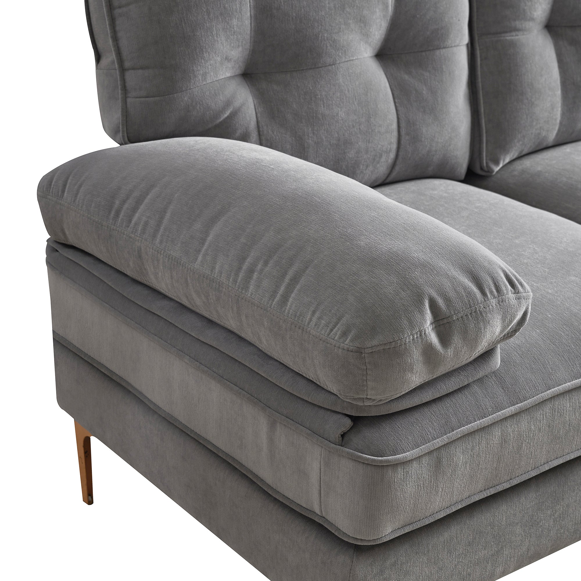 Modern Tufted Velvet L-Shape Sofa - Image 54