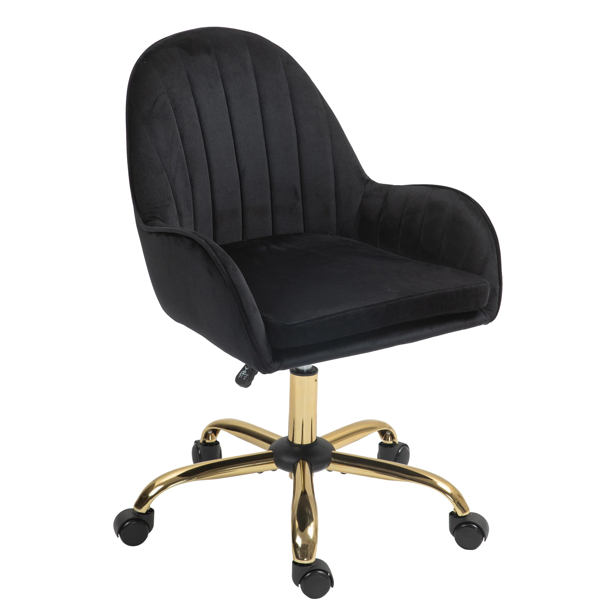 Velvet Home Office Chair with Wheels and Gold Metal Base - Image 11