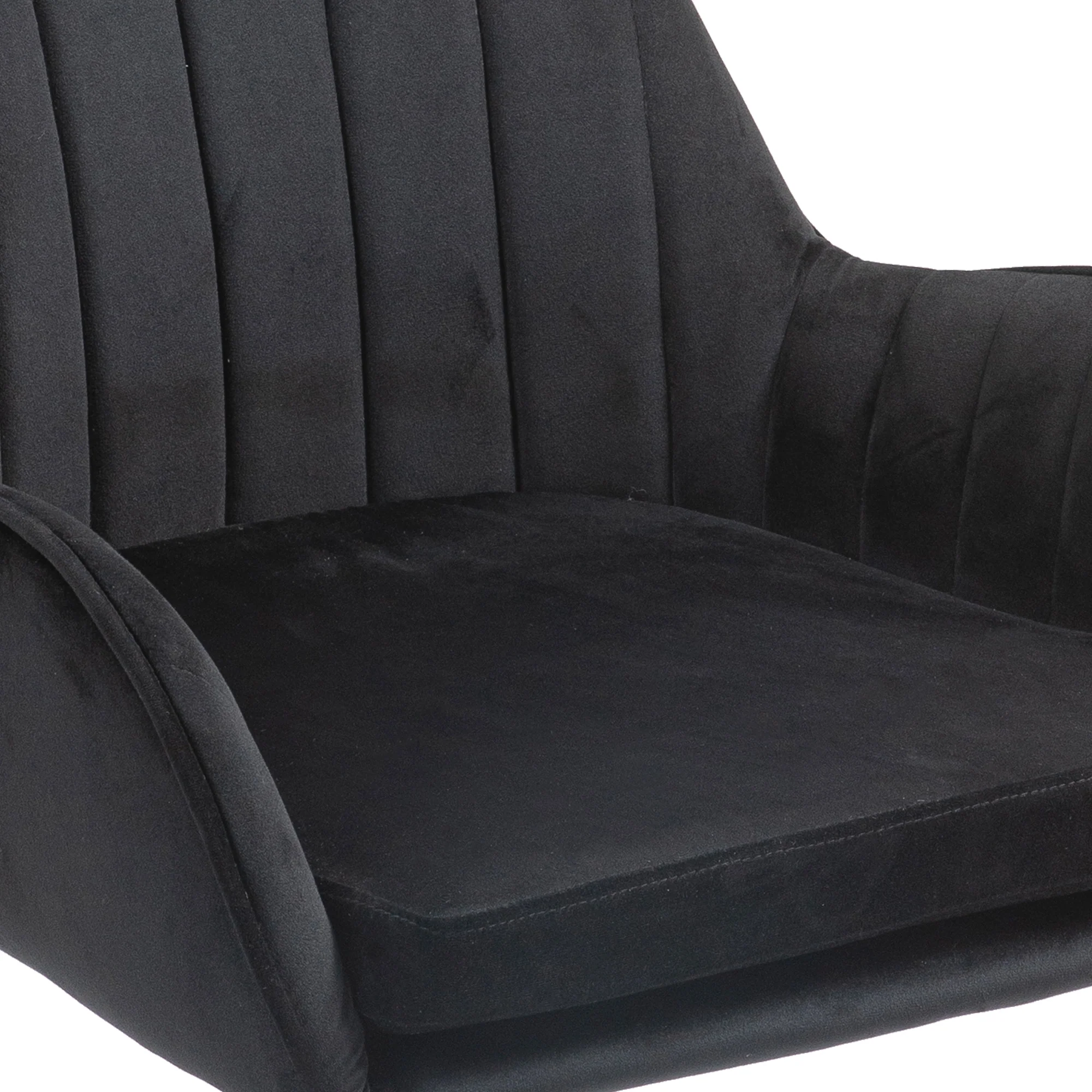 Velvet Home Office Chair with Wheels and Gold Metal Base - Image 18
