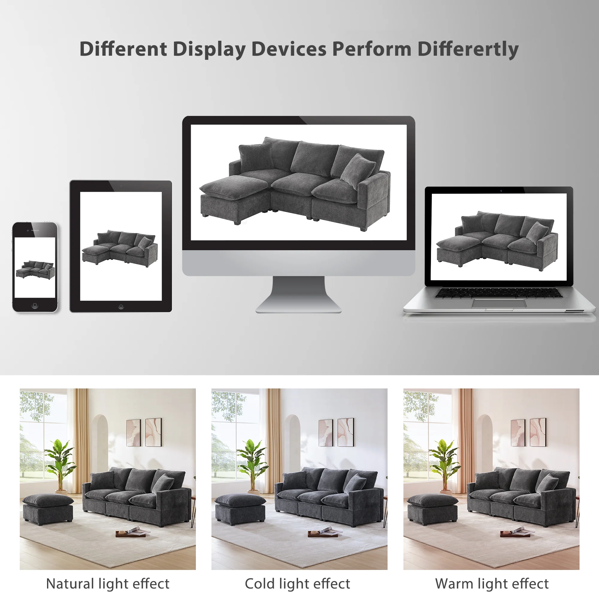 Chenille Modular L-Shape Sofa - Image 11