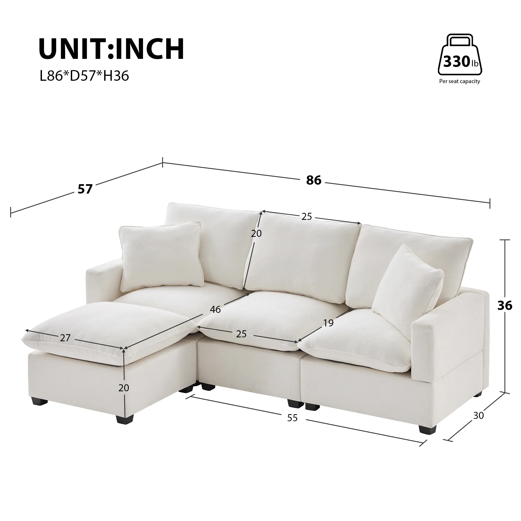 Chenille Modular L-Shape Sofa - Image 26