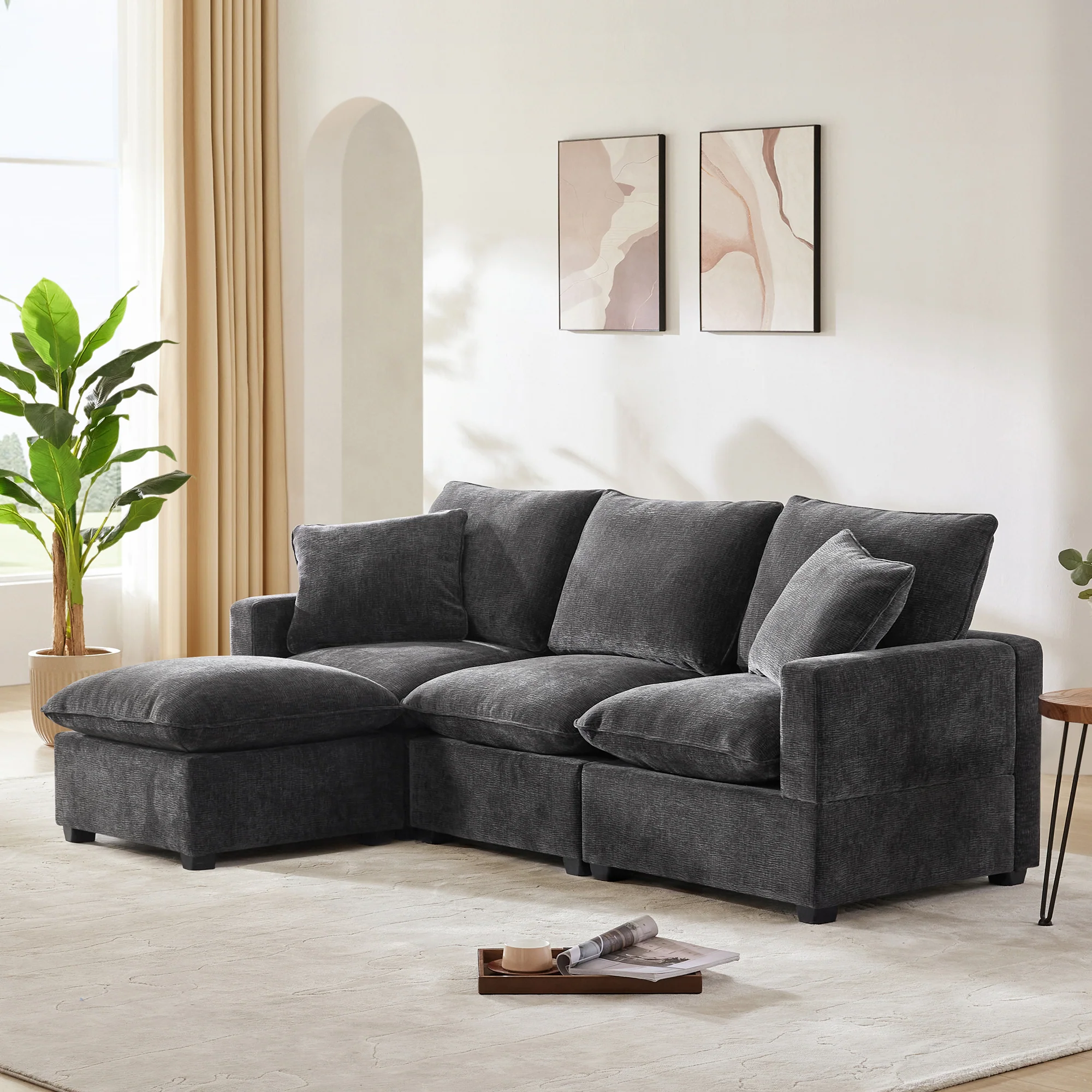 Chenille Modular L-Shape Sofa - Image 3