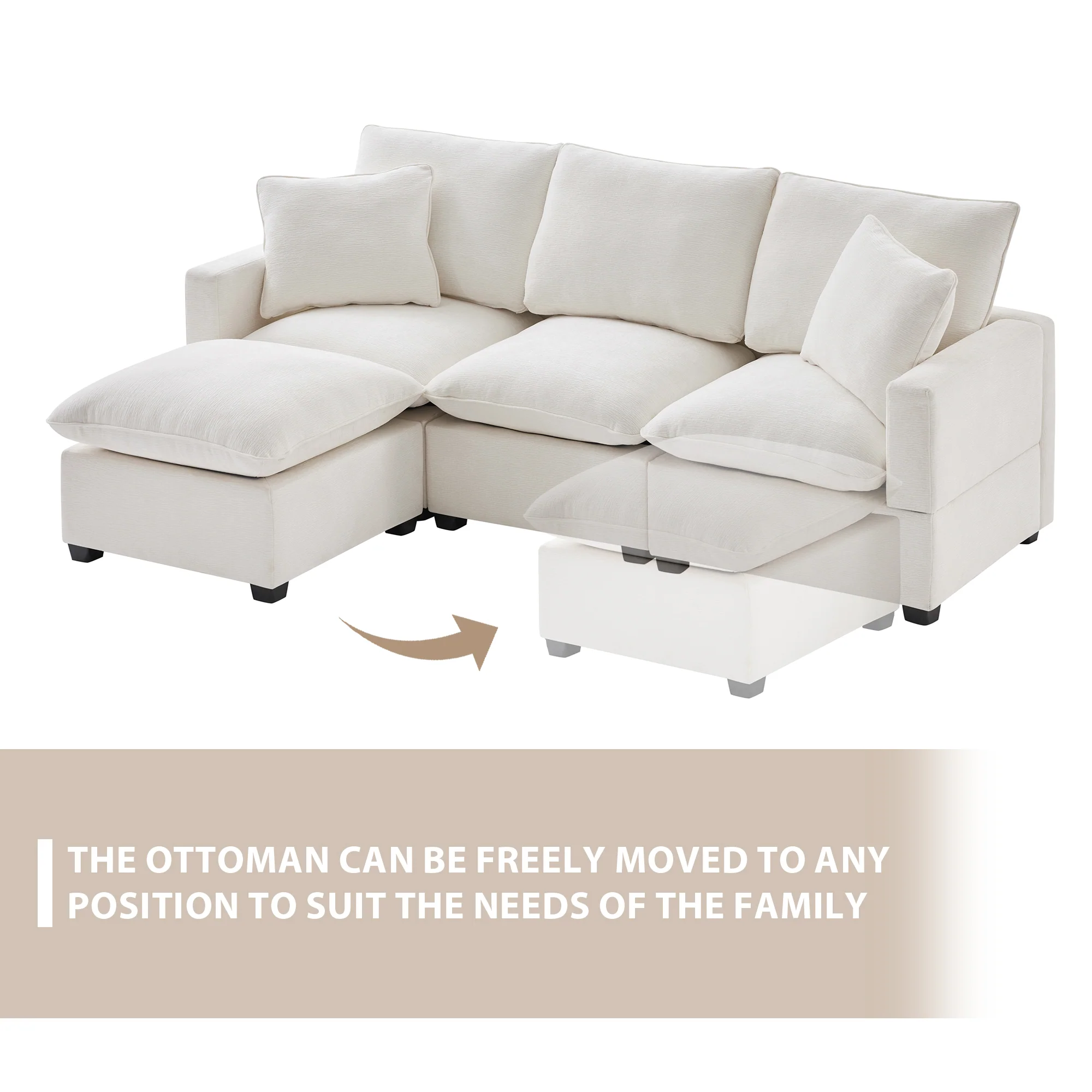 Chenille Modular L-Shape Sofa - Image 30