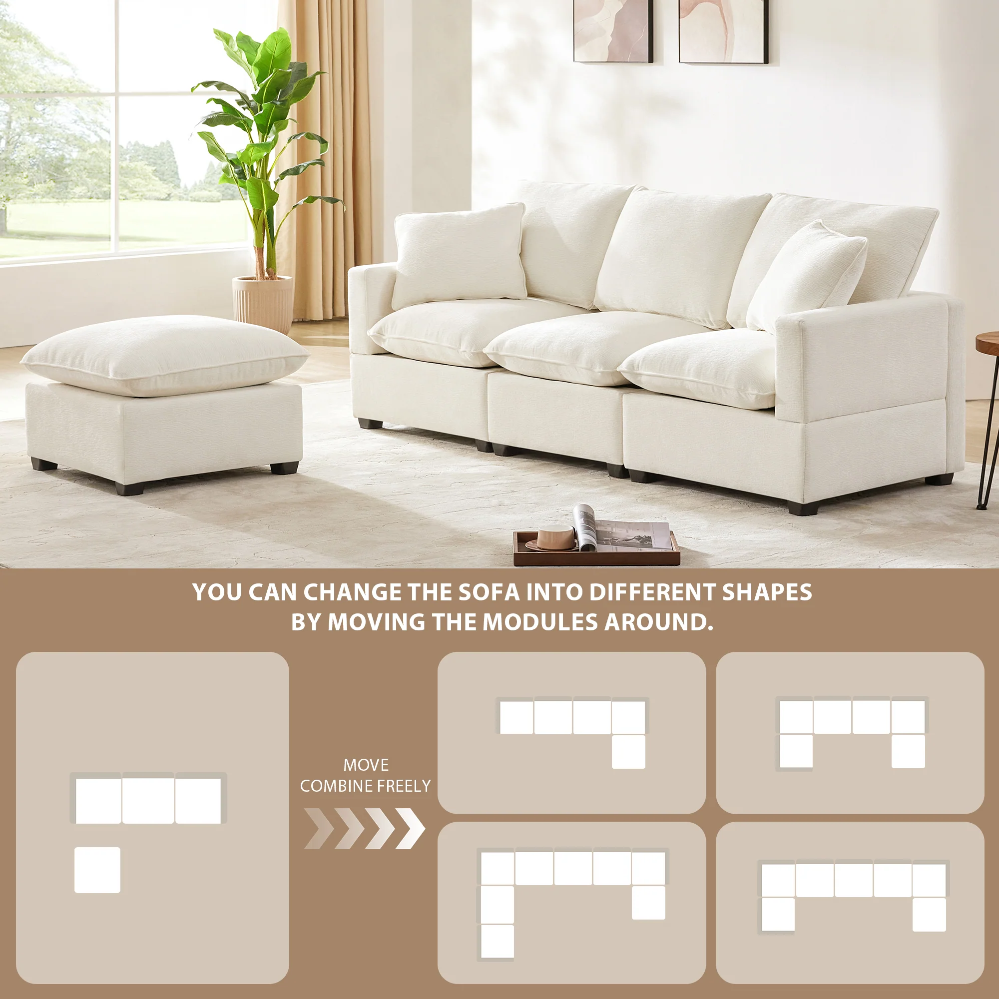 Chenille Modular L-Shape Sofa - Image 31