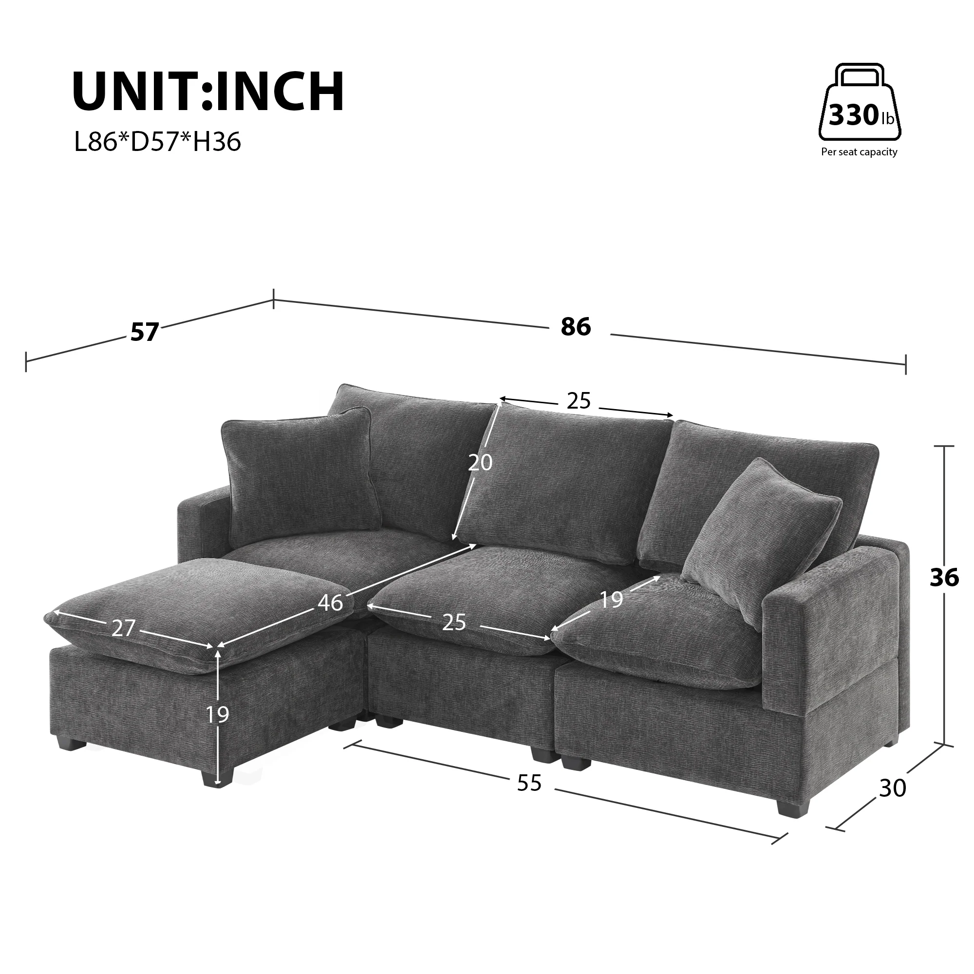 Chenille Modular L-Shape Sofa - Image 4