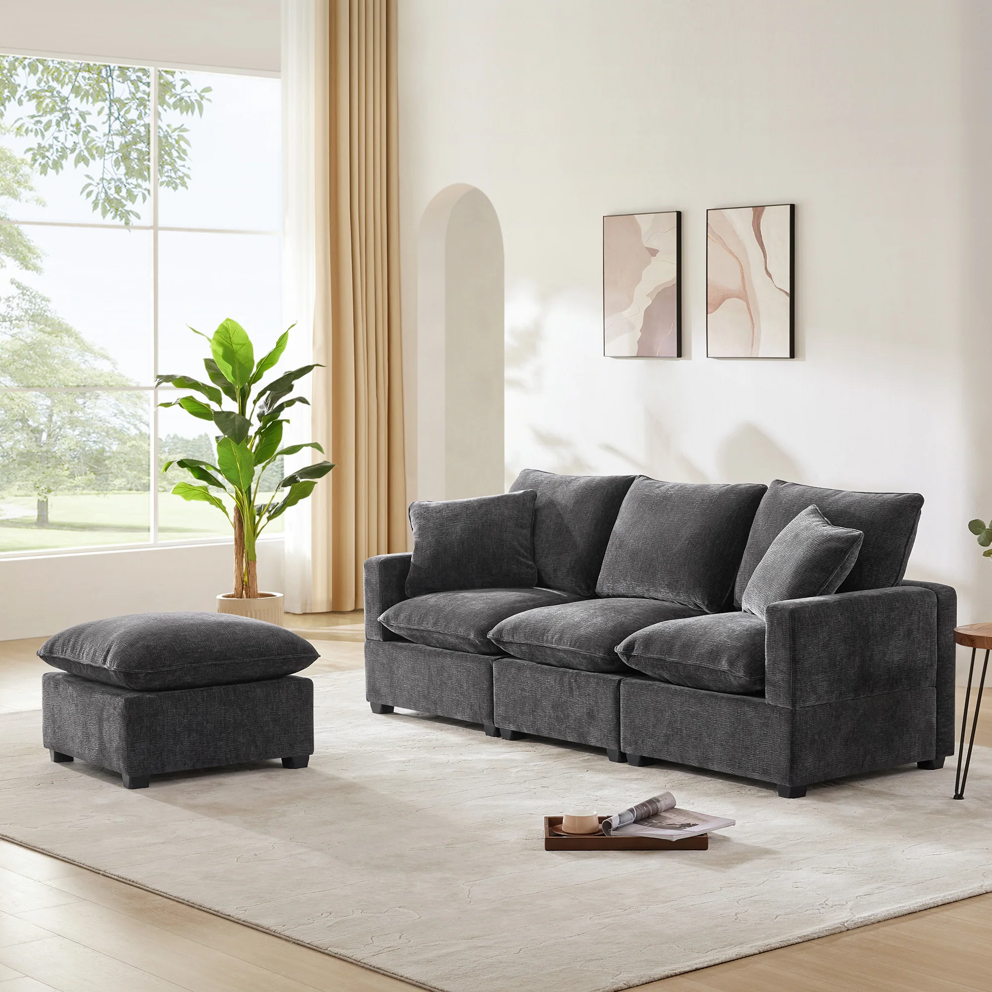 Chenille Modular L-Shape Sofa - Image 5