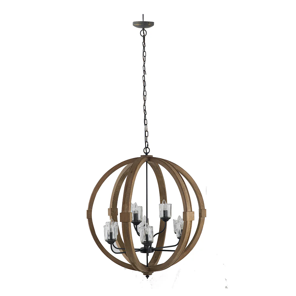 9- Light Wood Globe Chandelier