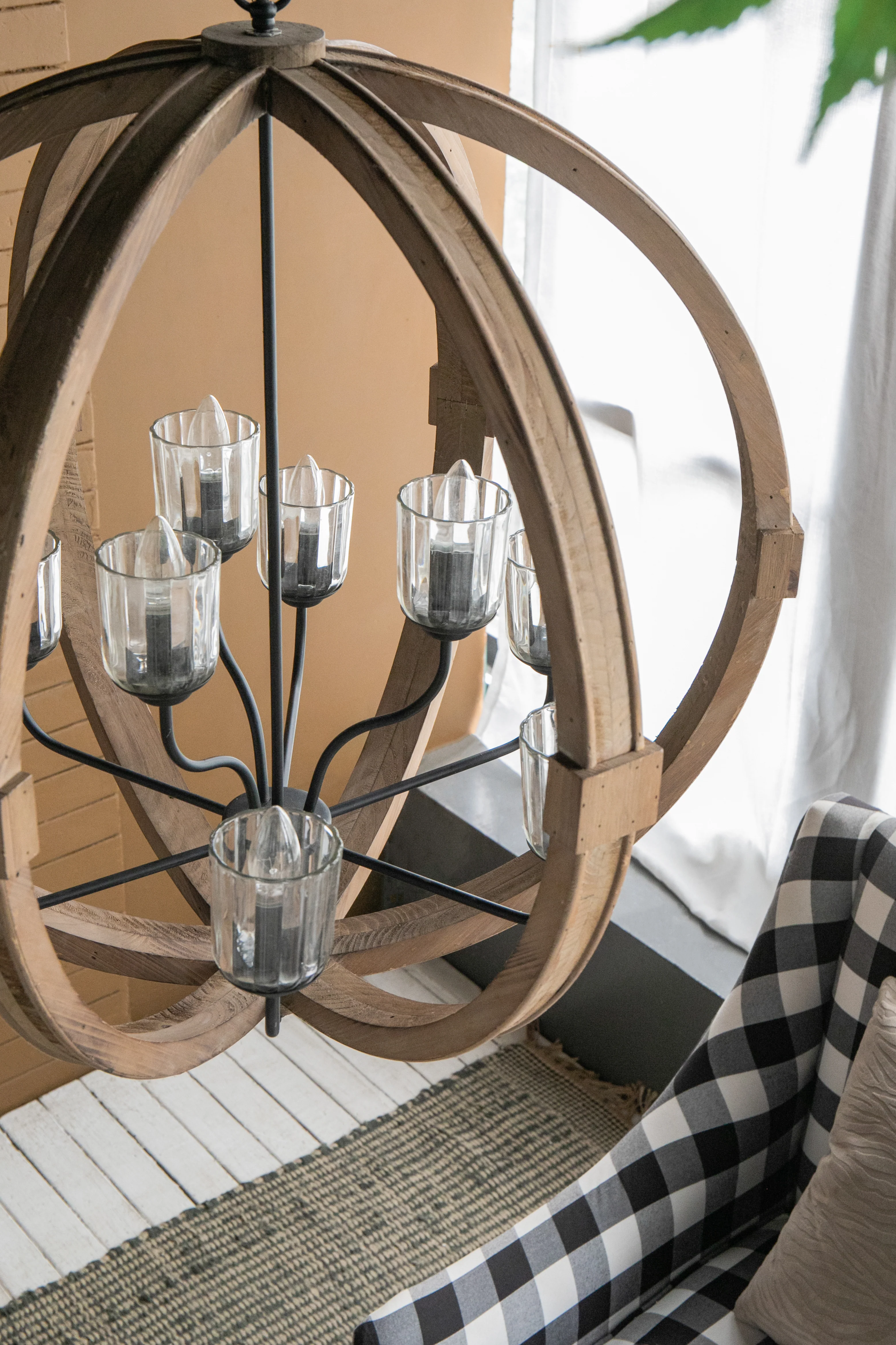 9- Light Wood Globe Chandelier - Image 10