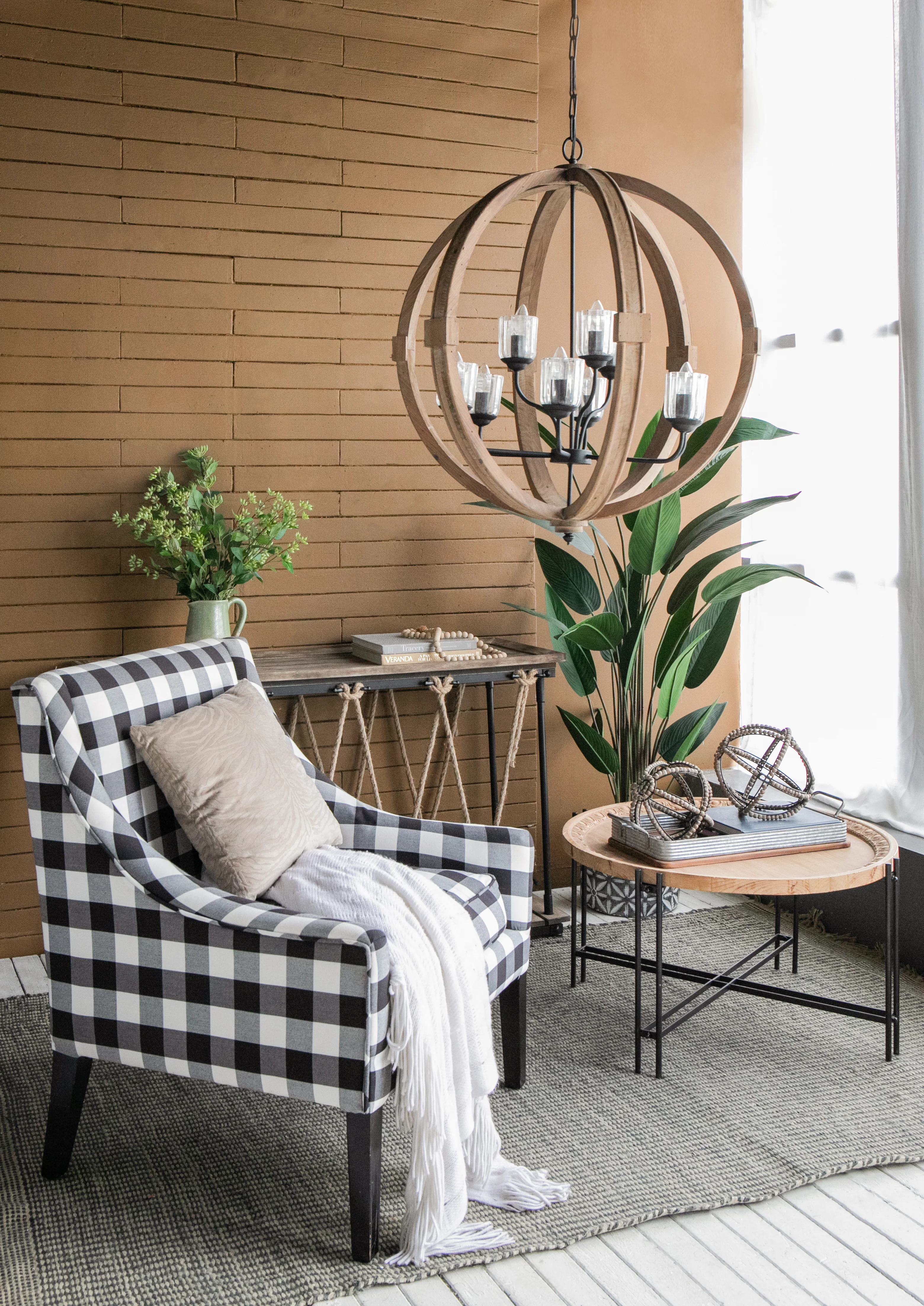 9- Light Wood Globe Chandelier - Image 14