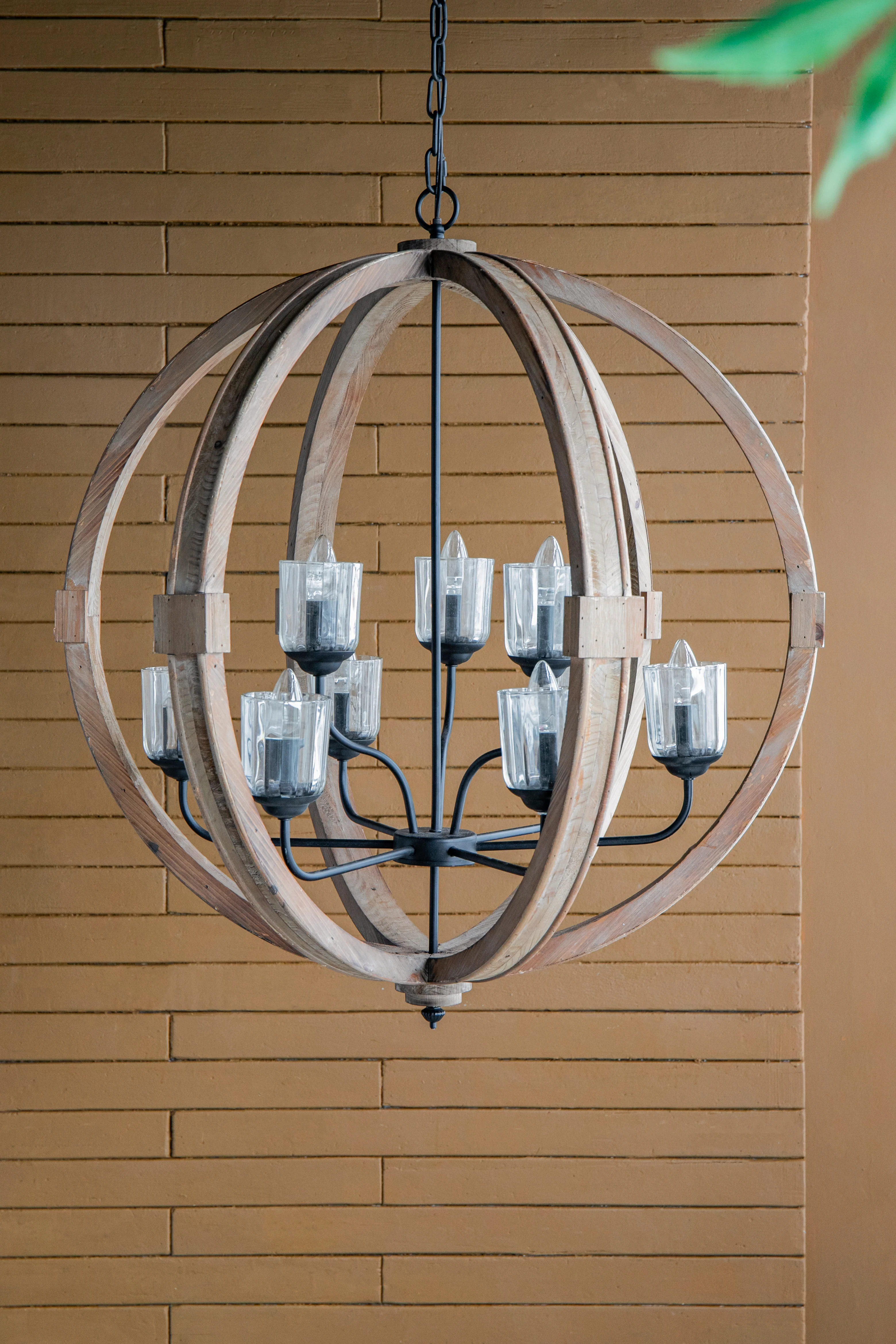 9- Light Wood Globe Chandelier - Image 2