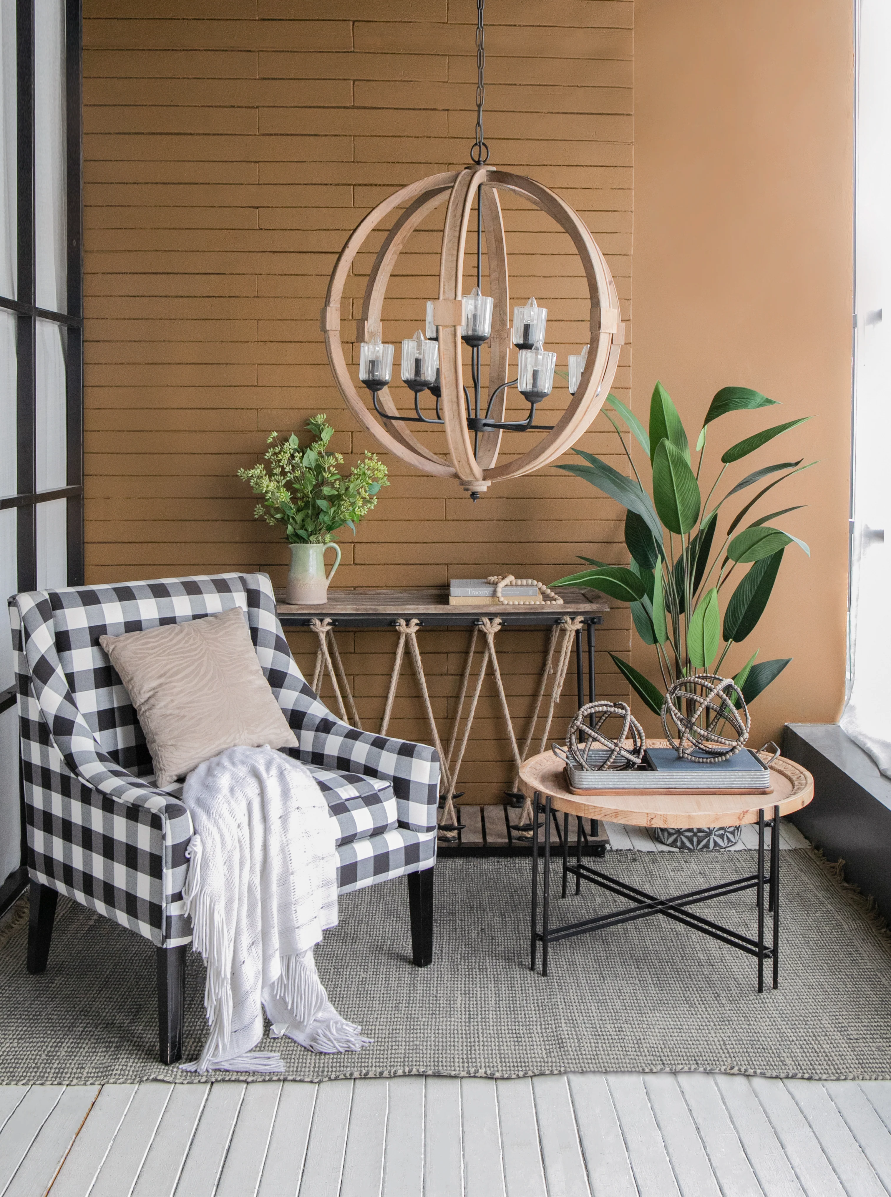 9- Light Wood Globe Chandelier - Image 4