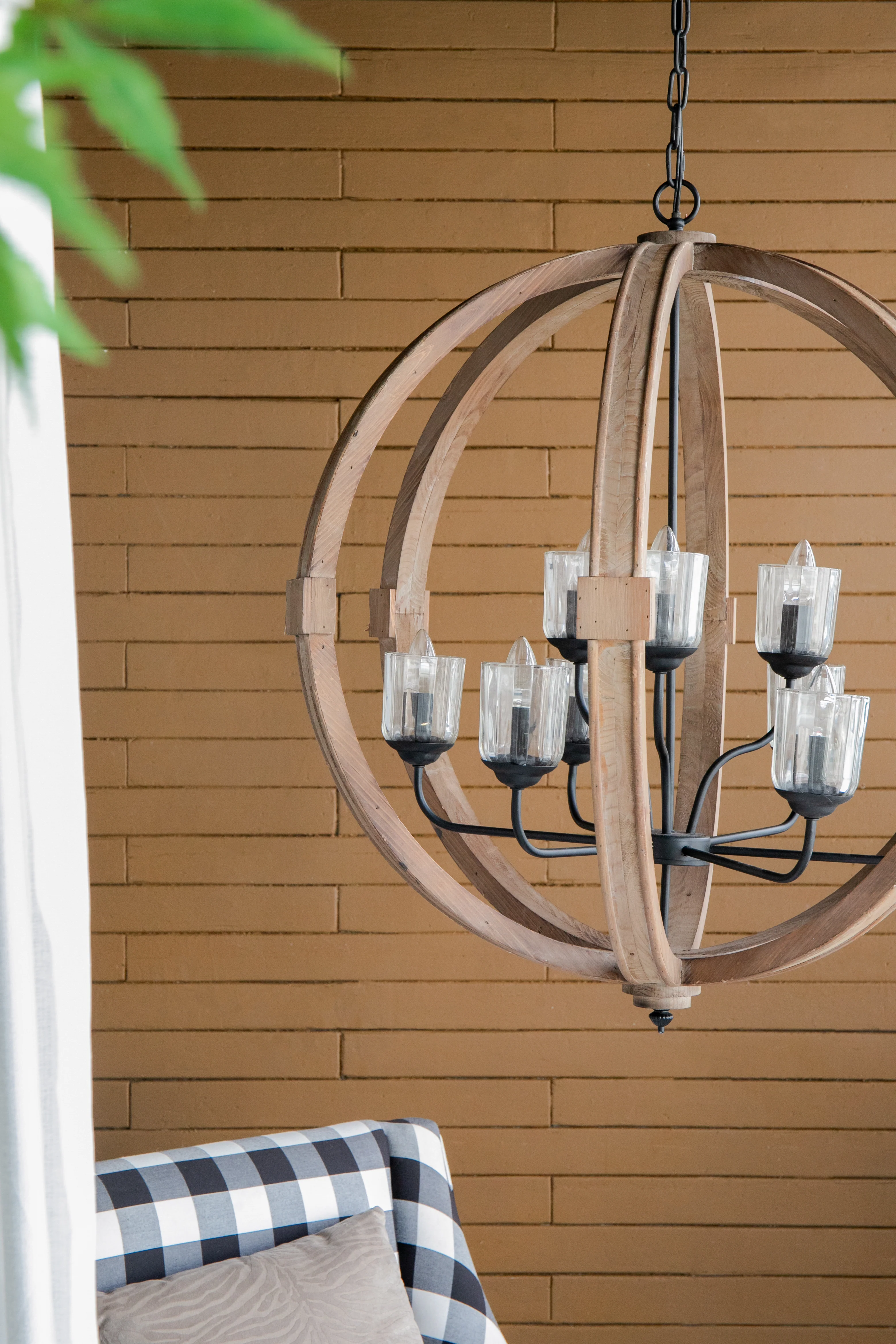 9- Light Wood Globe Chandelier - Image 9