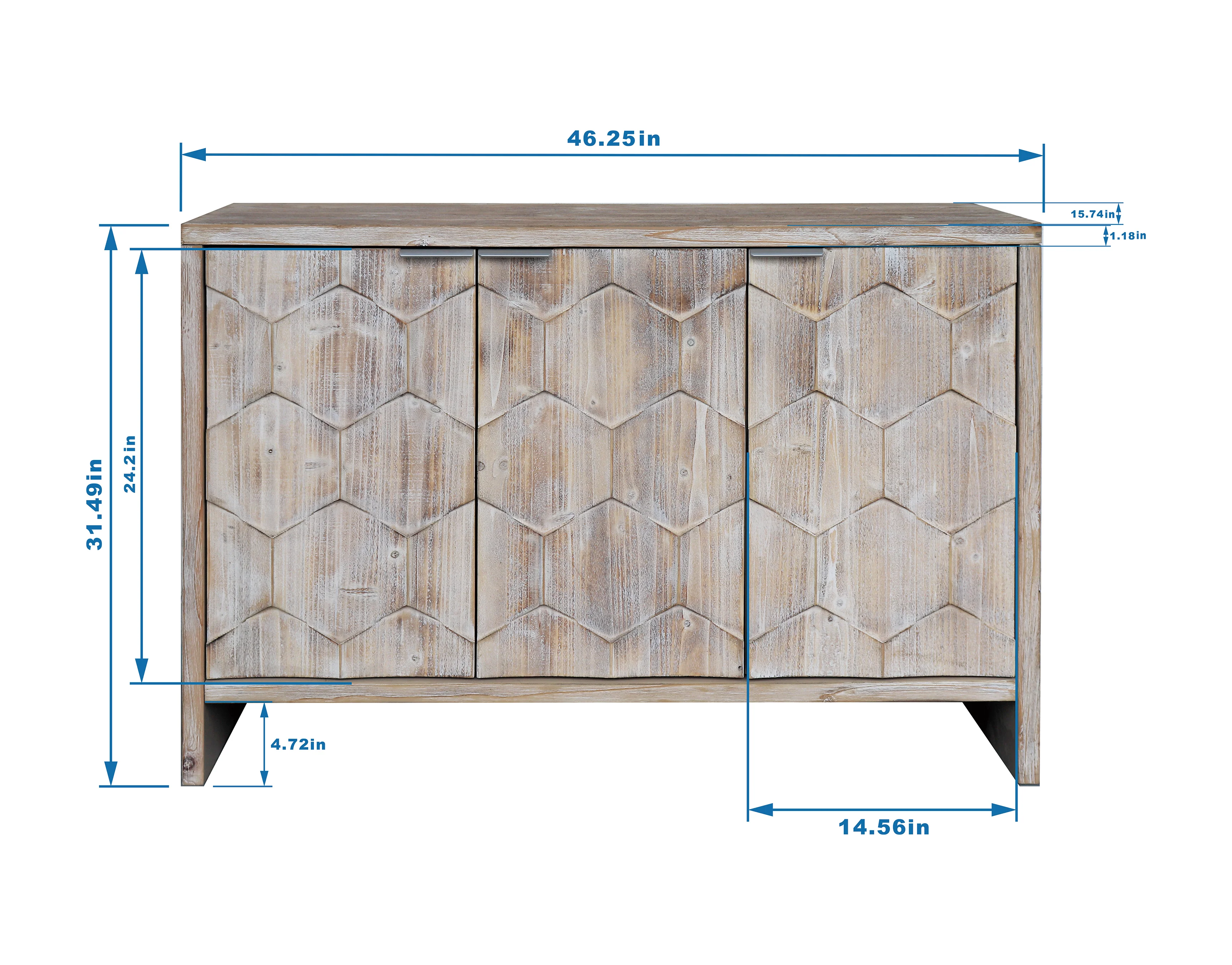 Farmhouse Style 3 Door Wooden Sideboard - Image 13