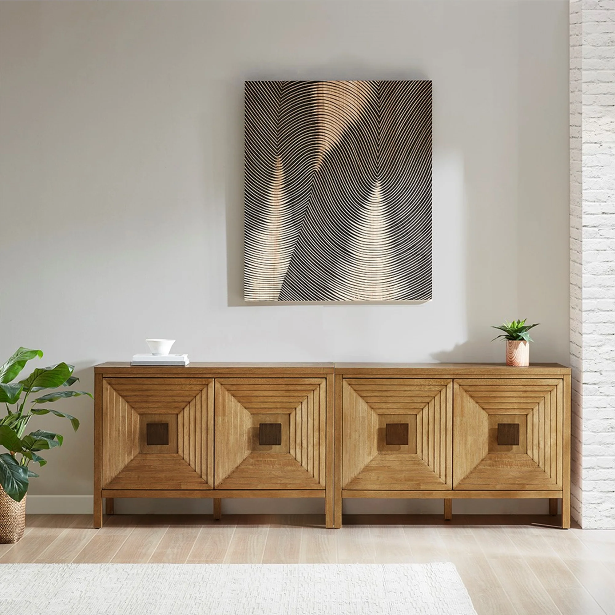 Accent Cabinet with Adjustable Shelves Natural Elm Finish 47.5 Inches - Image 2