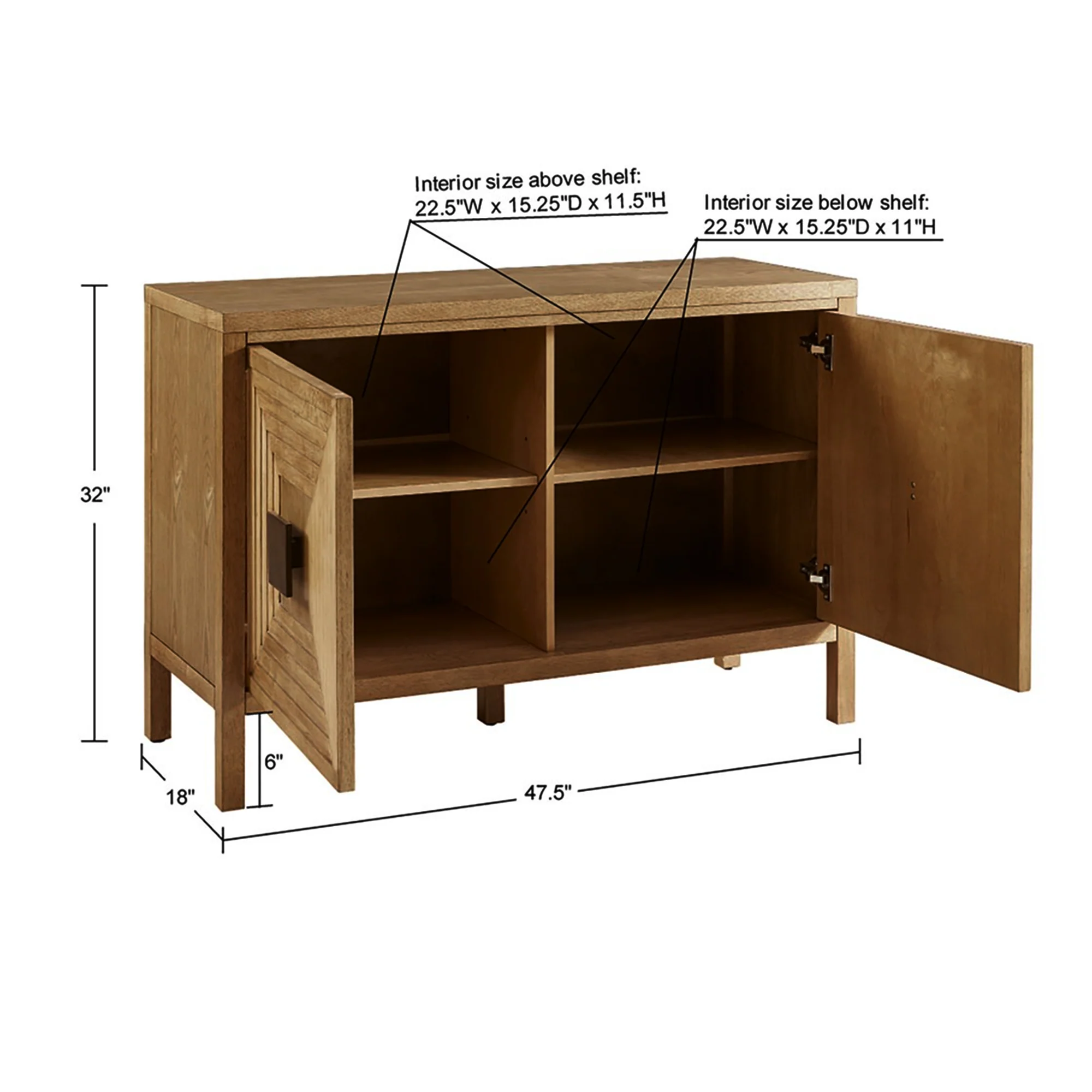 Accent Cabinet with Adjustable Shelves Natural Elm Finish 47.5 Inches - Image 5