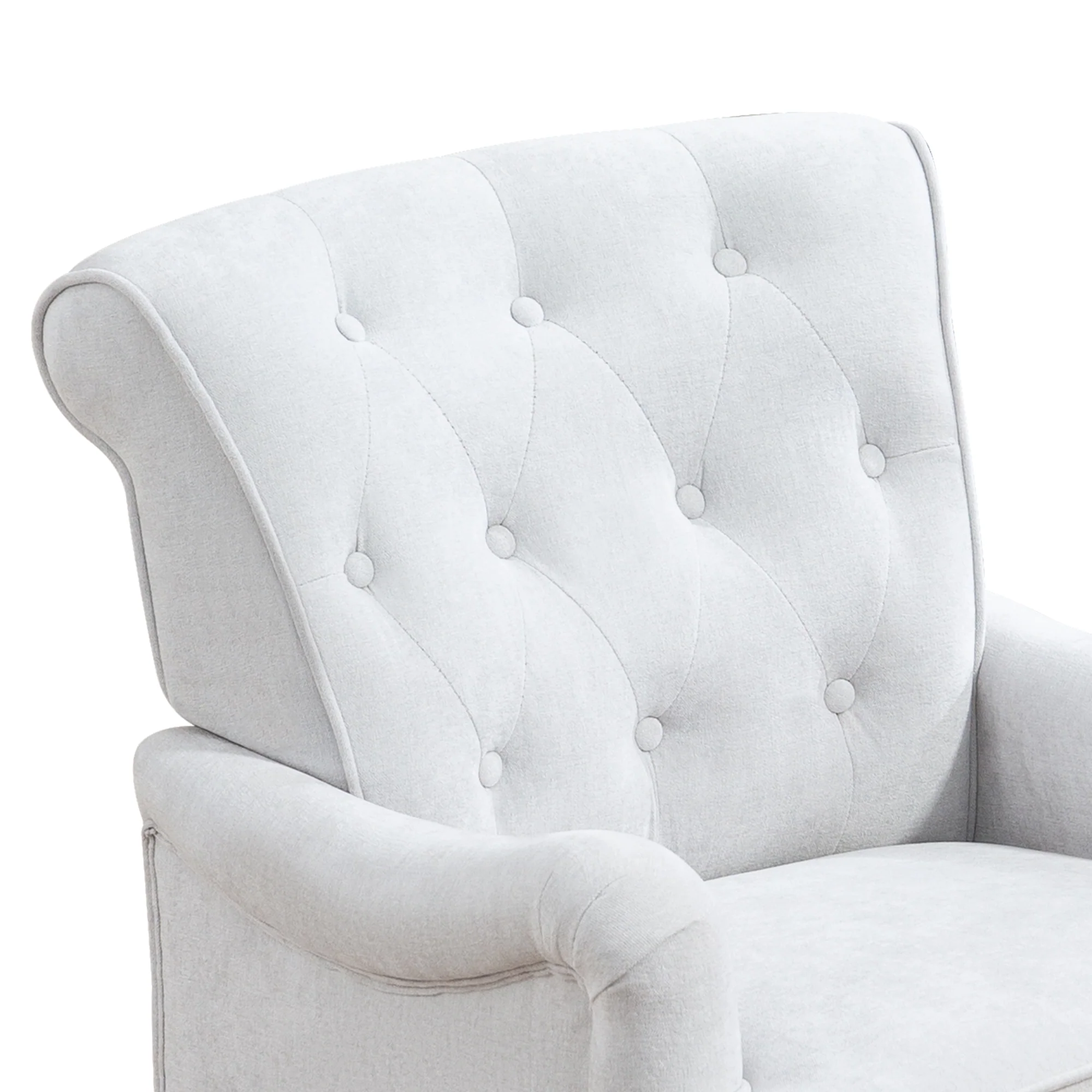 Chenille Tufted Upholstered Rolled Back Accent Chair - Image 13