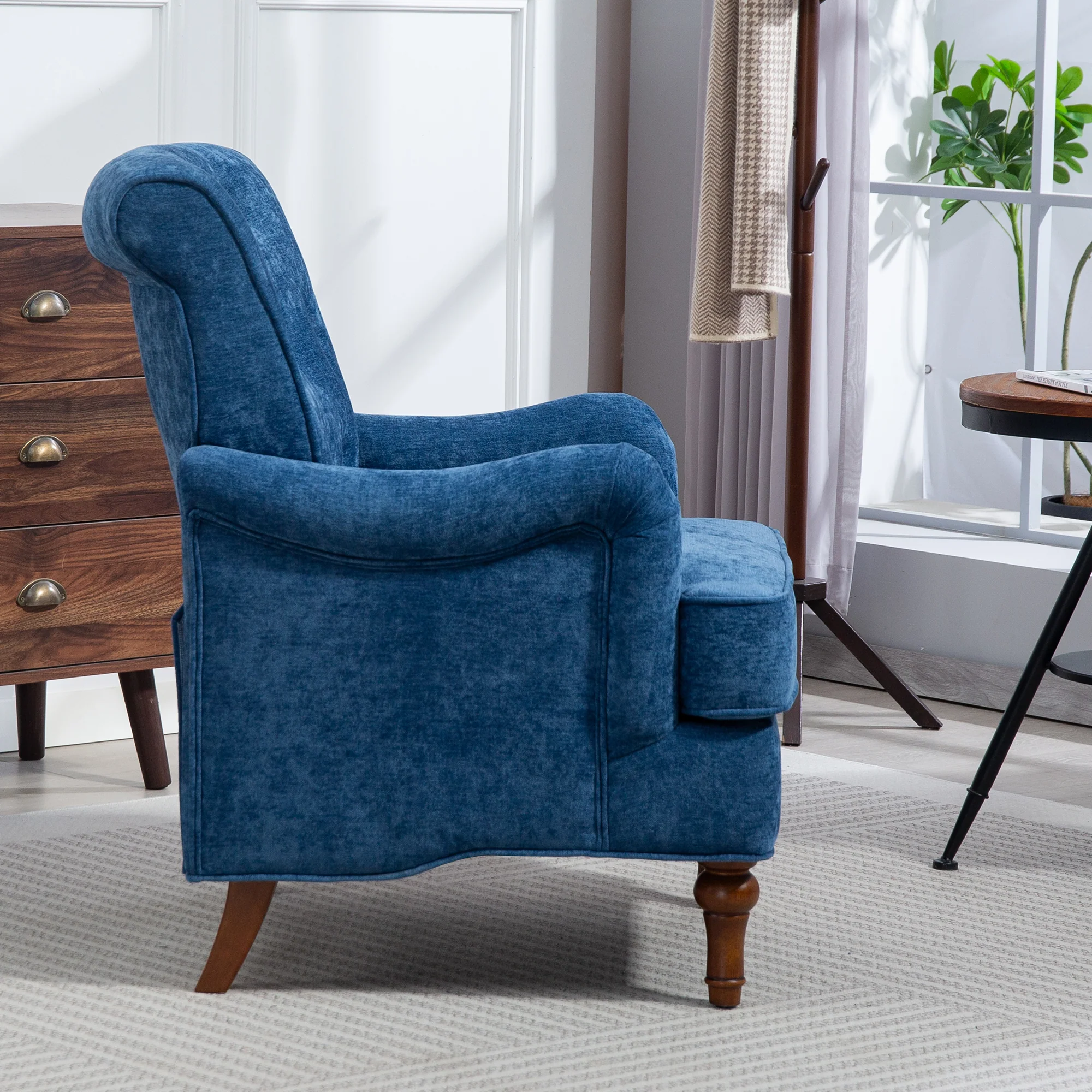 Chenille Tufted Upholstered Rolled Back Accent Chair - Image 23