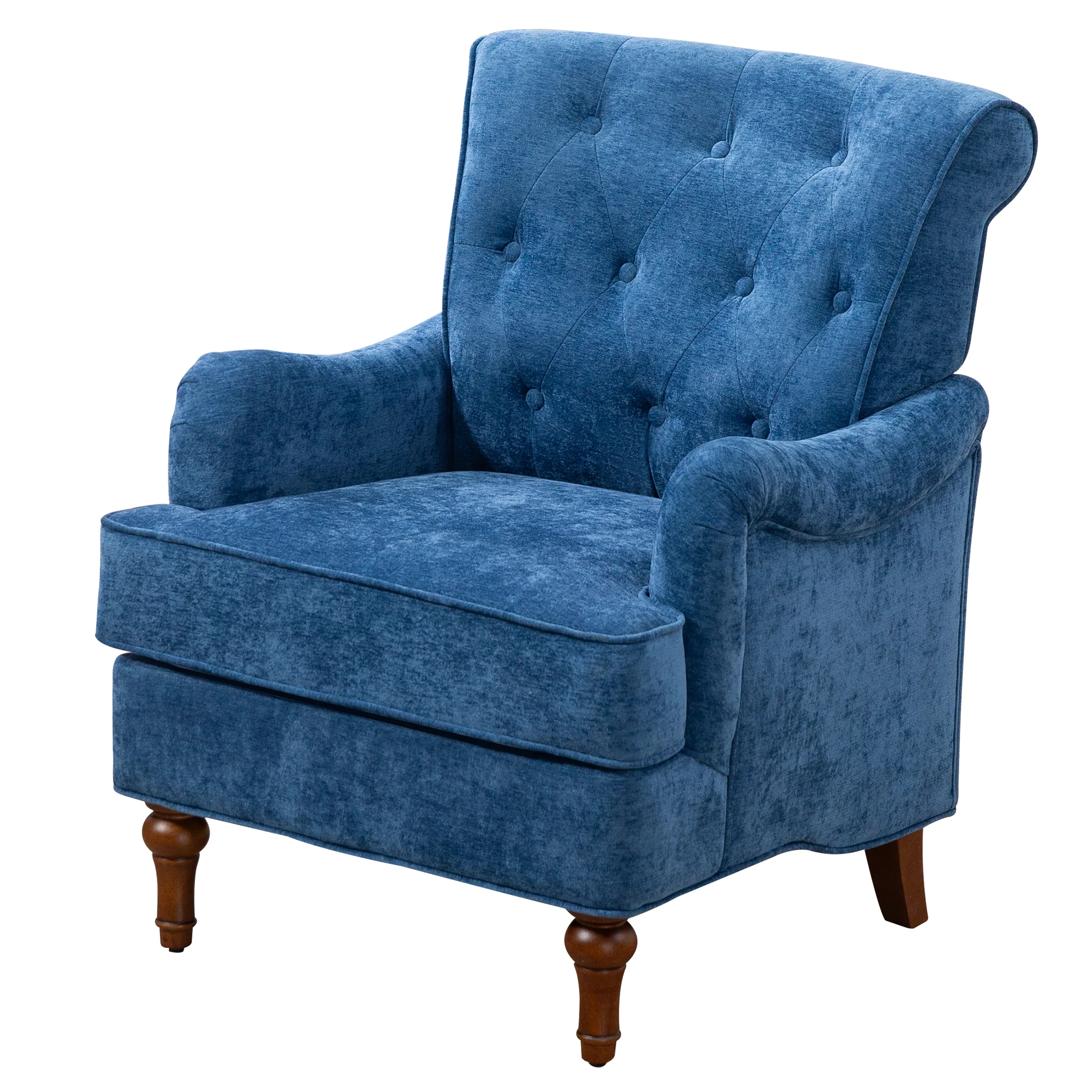 Chenille Tufted Upholstered Rolled Back Accent Chair - Image 25
