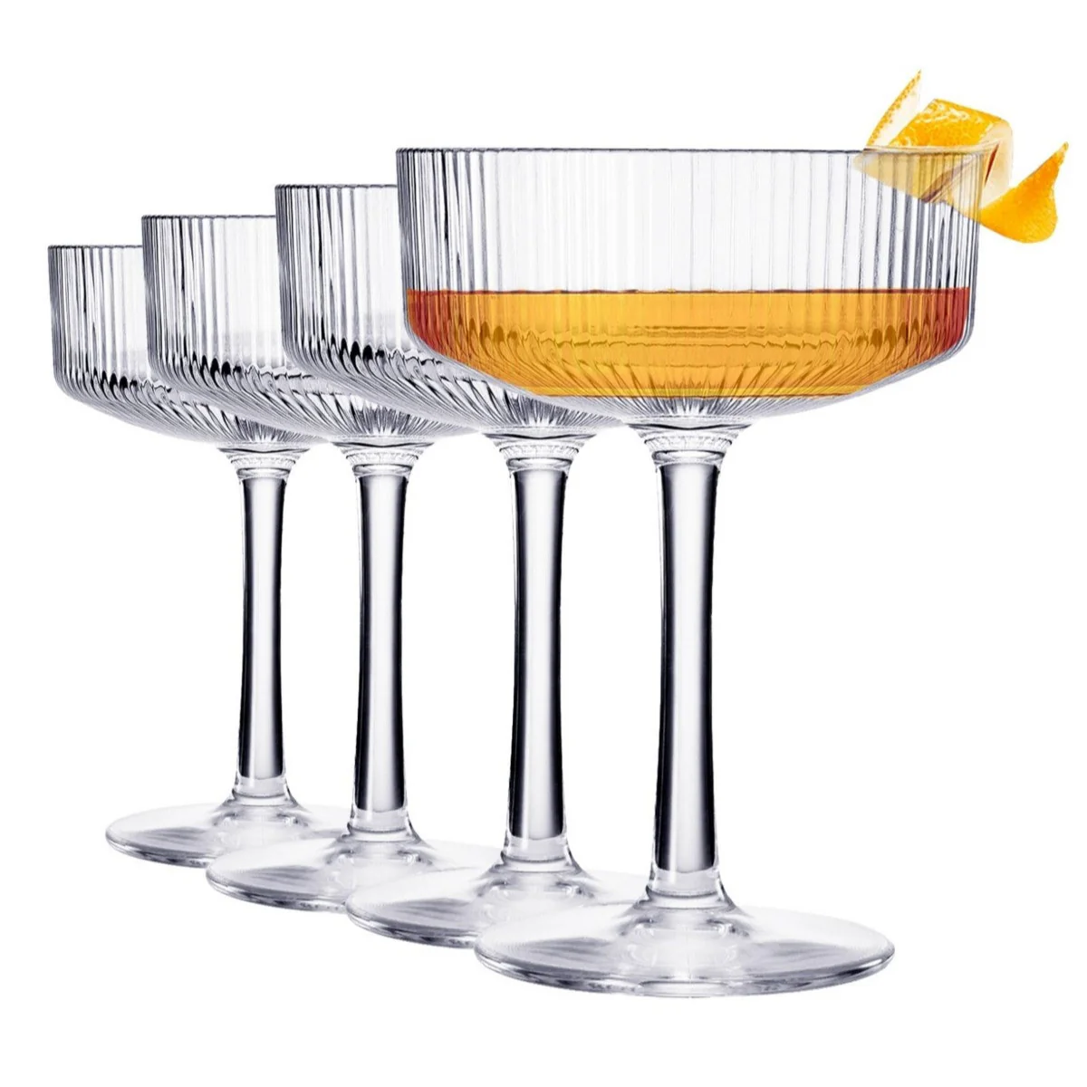 Acrylic Vintage Art Deco Shatterproof Coupe Glasses Set of 4