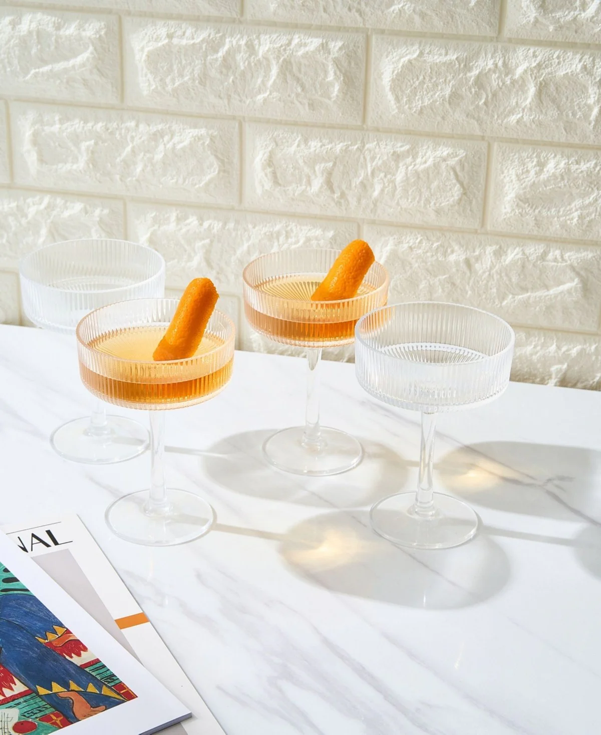 Acrylic Vintage Art Deco Shatterproof Coupe Glasses Set of 4 - Image 3