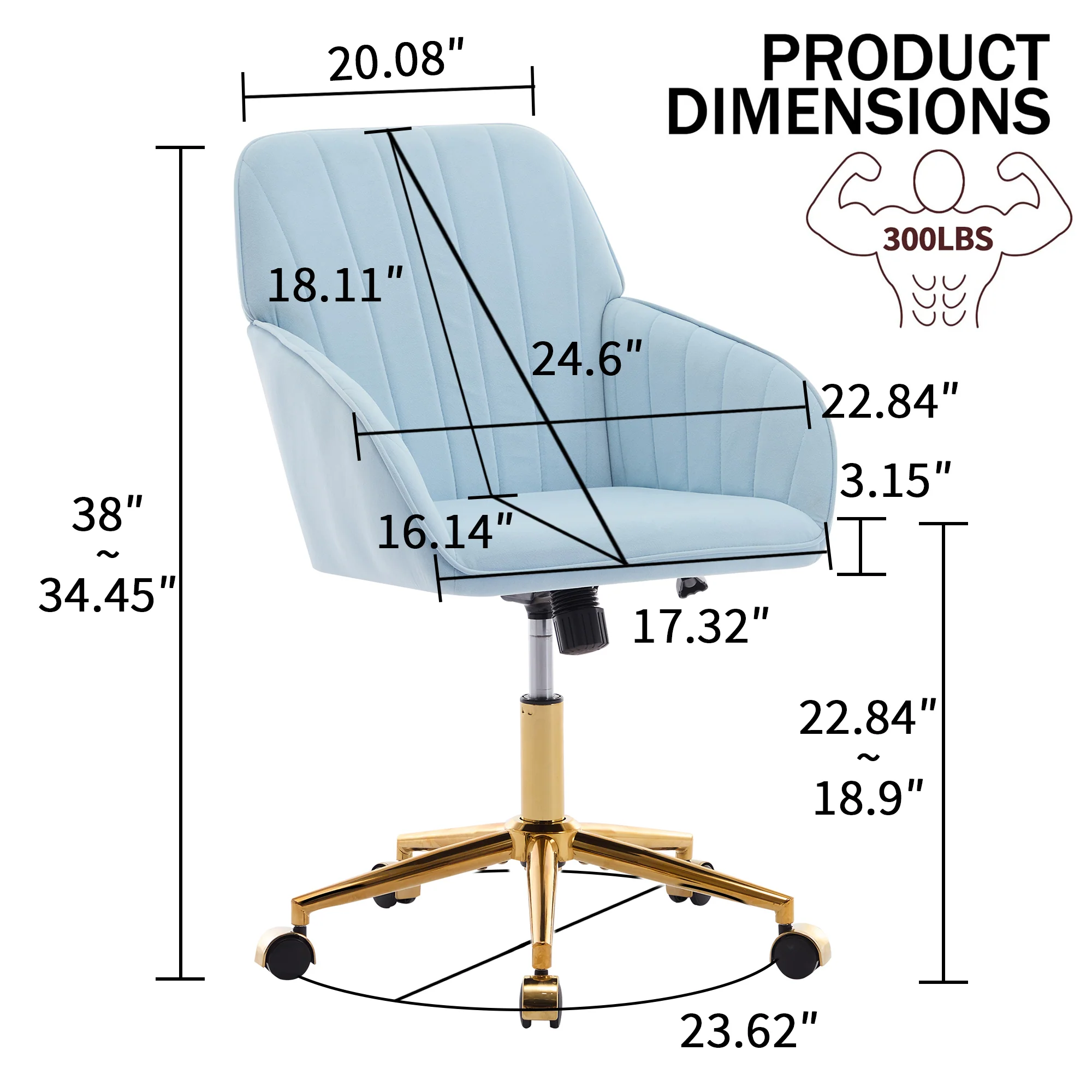 Adjustable Ergonomic Swivel Chair with Golden Base - Image 11