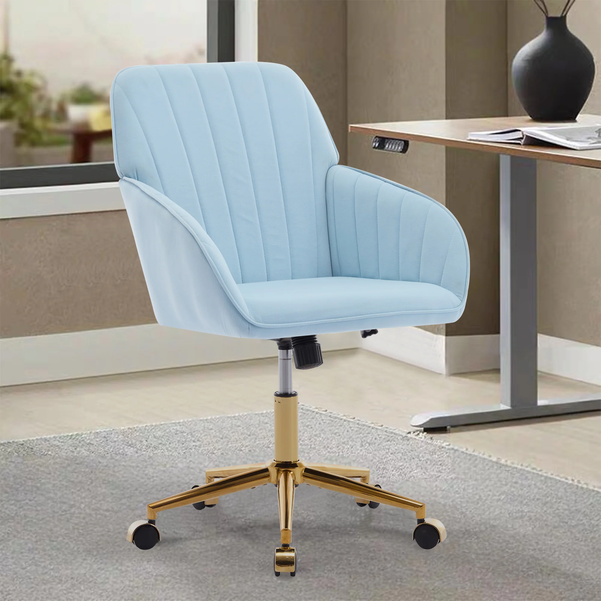 Adjustable Ergonomic Swivel Chair with Golden Base - Image 12